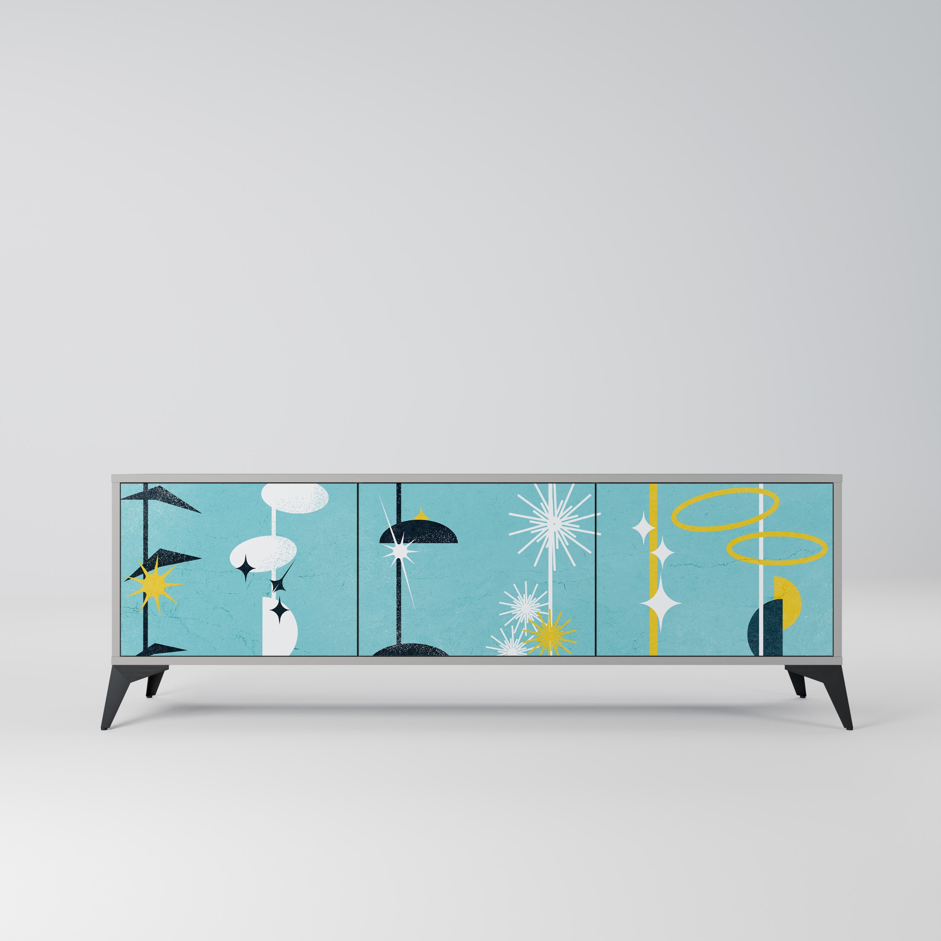 PATHS TO HAPPINESS TV-Lowboard mit 3 Türen in Grau