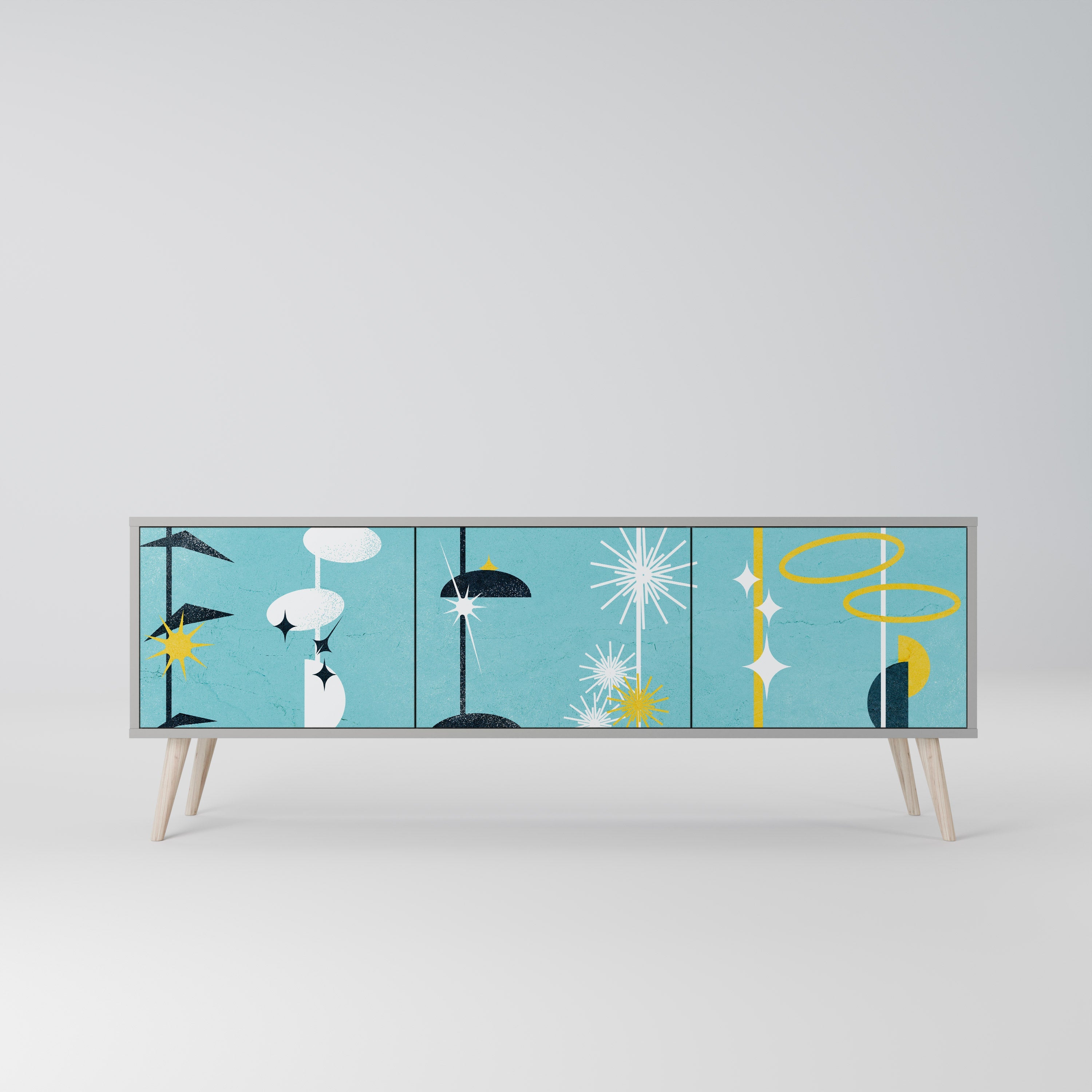 PATHS TO HAPPINESS TV-Lowboard mit 3 Türen in Grau