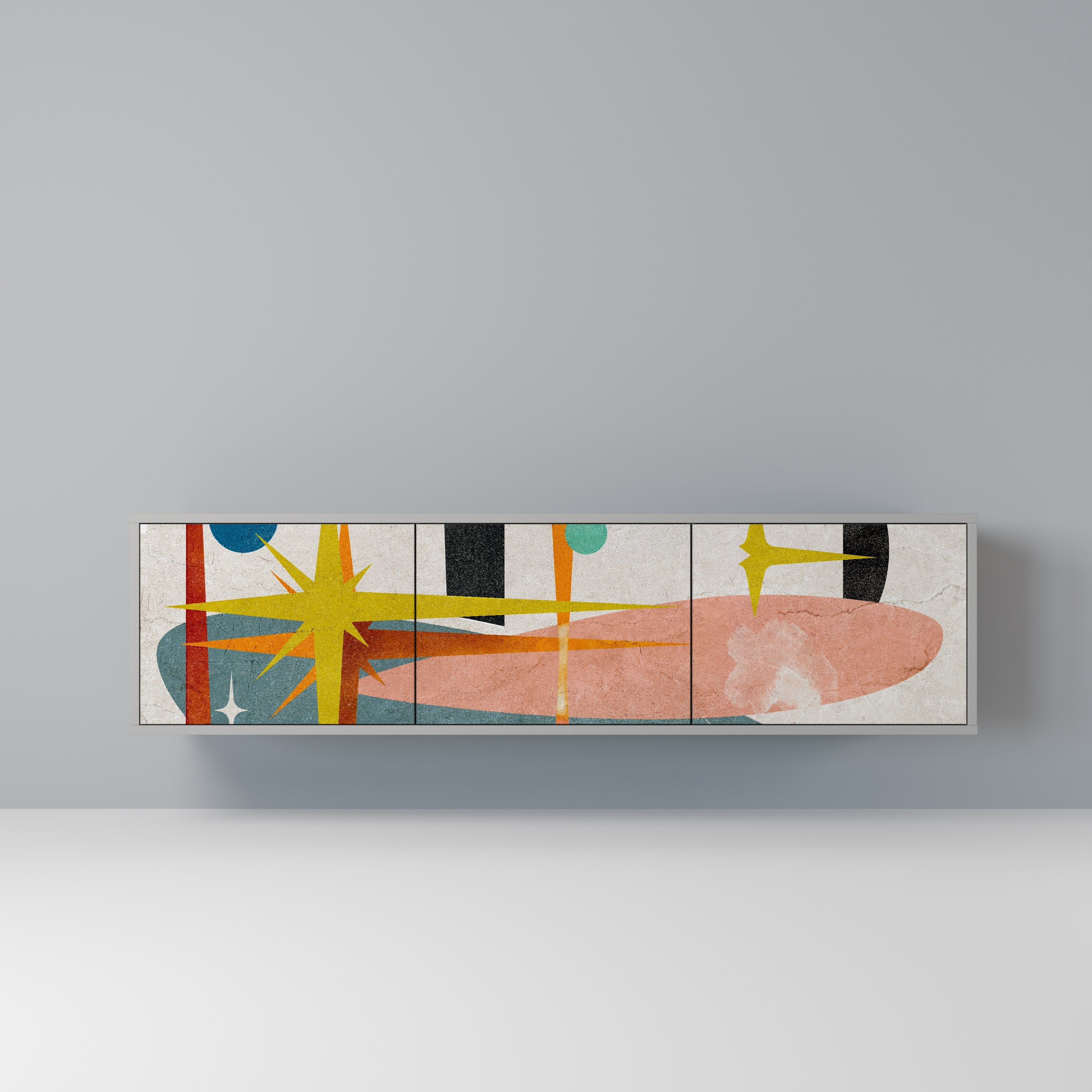 INTERSTELLAR VIBES TV-Lowboard mit 3 Türen in Grau