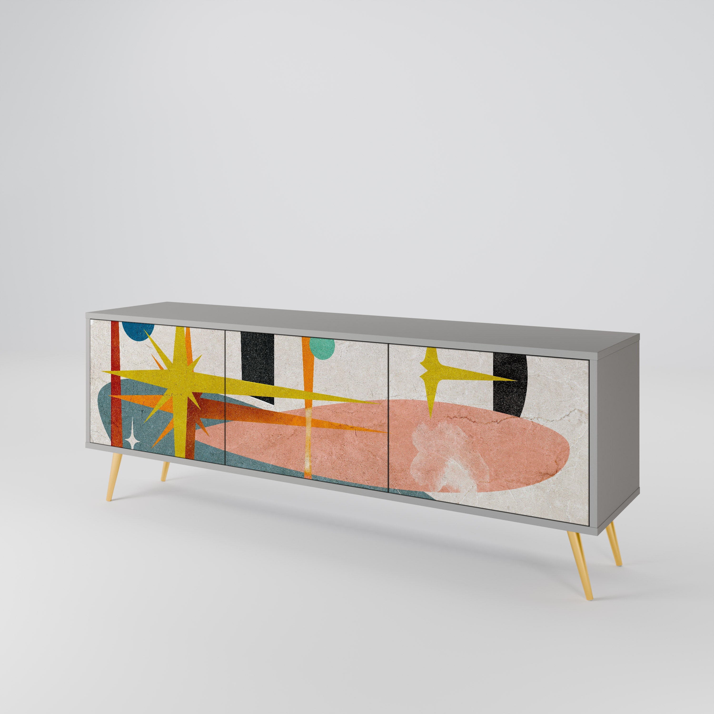 INTERSTELLAR VIBES TV-Lowboard mit 3 Türen in Grau