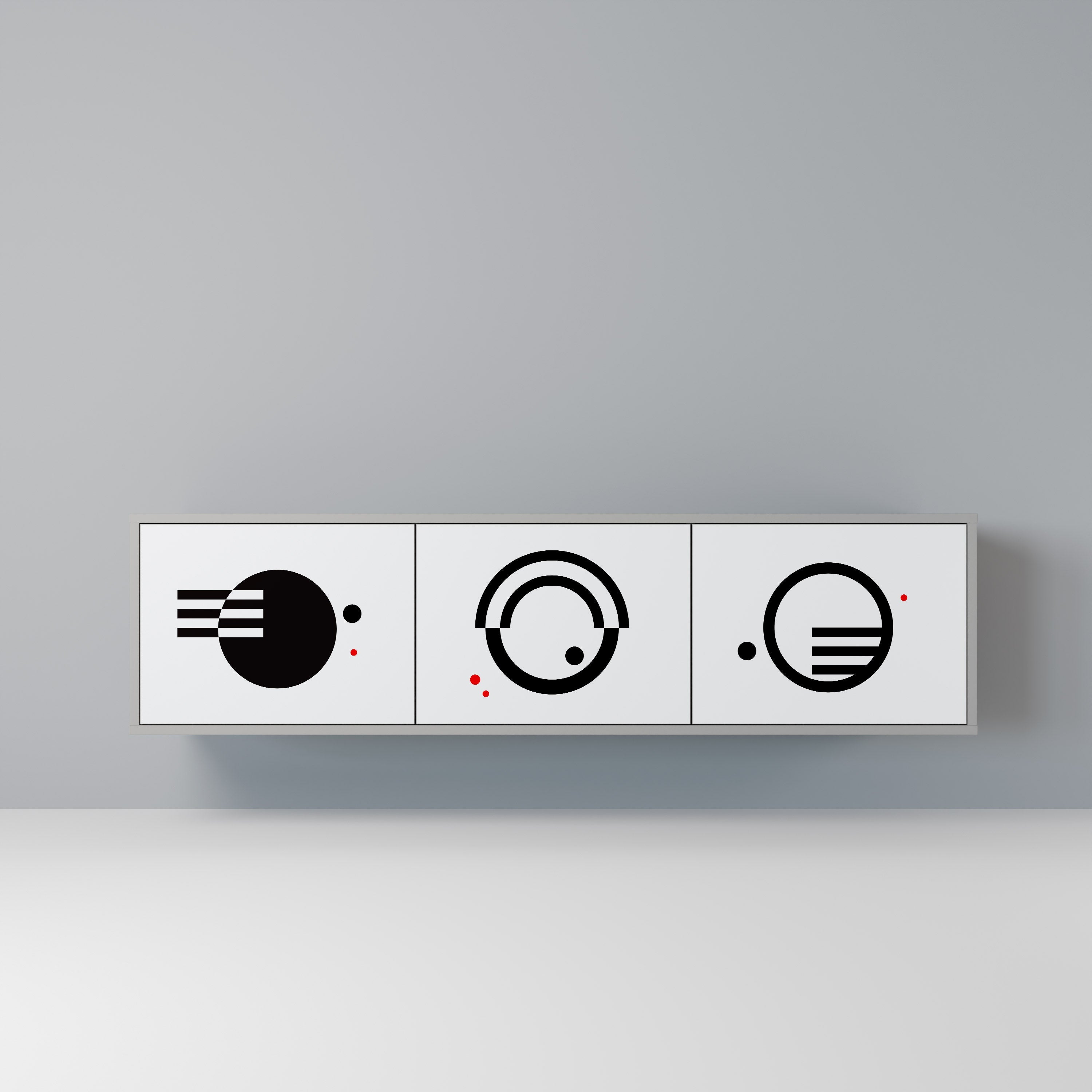 BLACK AND WHITE COMBINATION TV-Lowboard mit 3 Türen in Grau