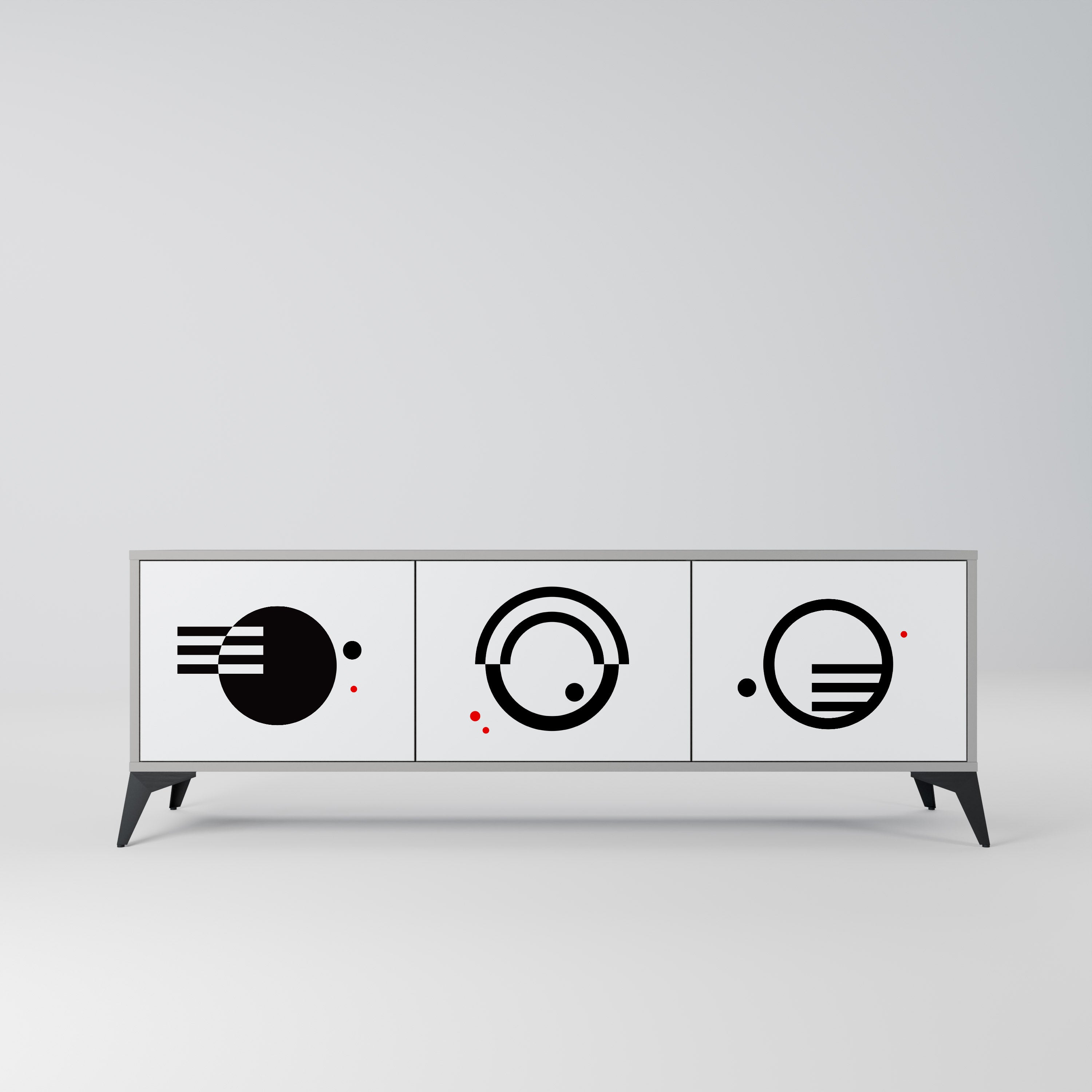 BLACK AND WHITE COMBINATION TV-Lowboard mit 3 Türen in Grau