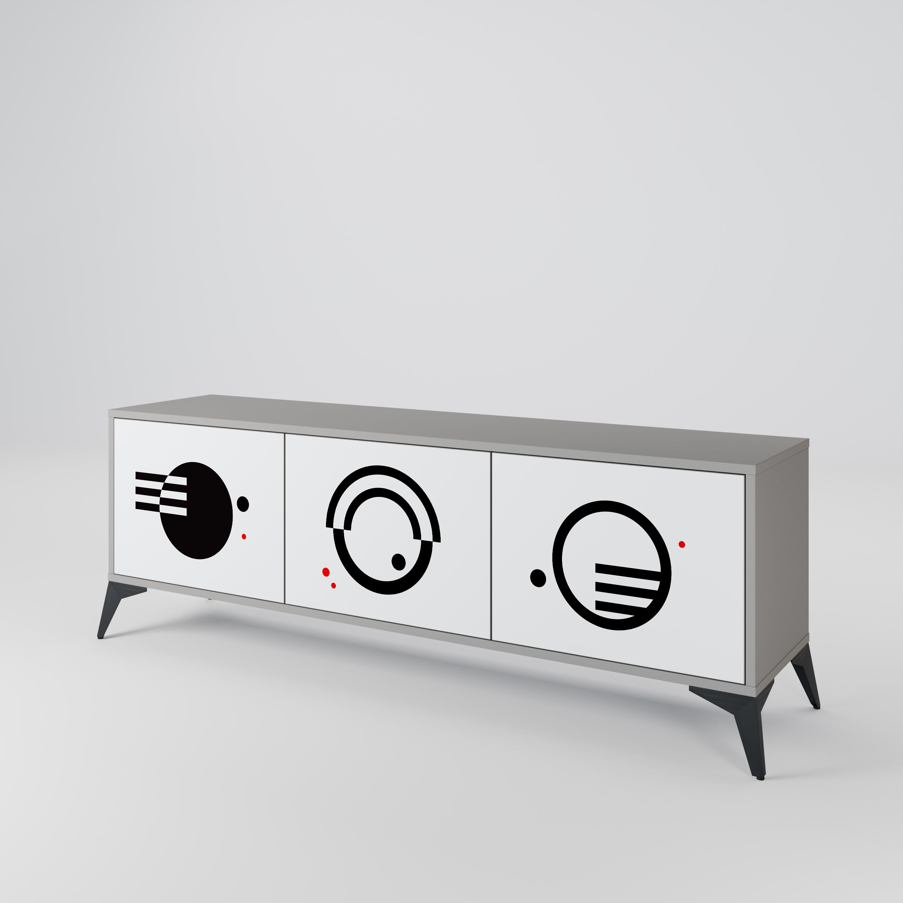 BLACK AND WHITE COMBINATION TV-Lowboard mit 3 Türen in Grau