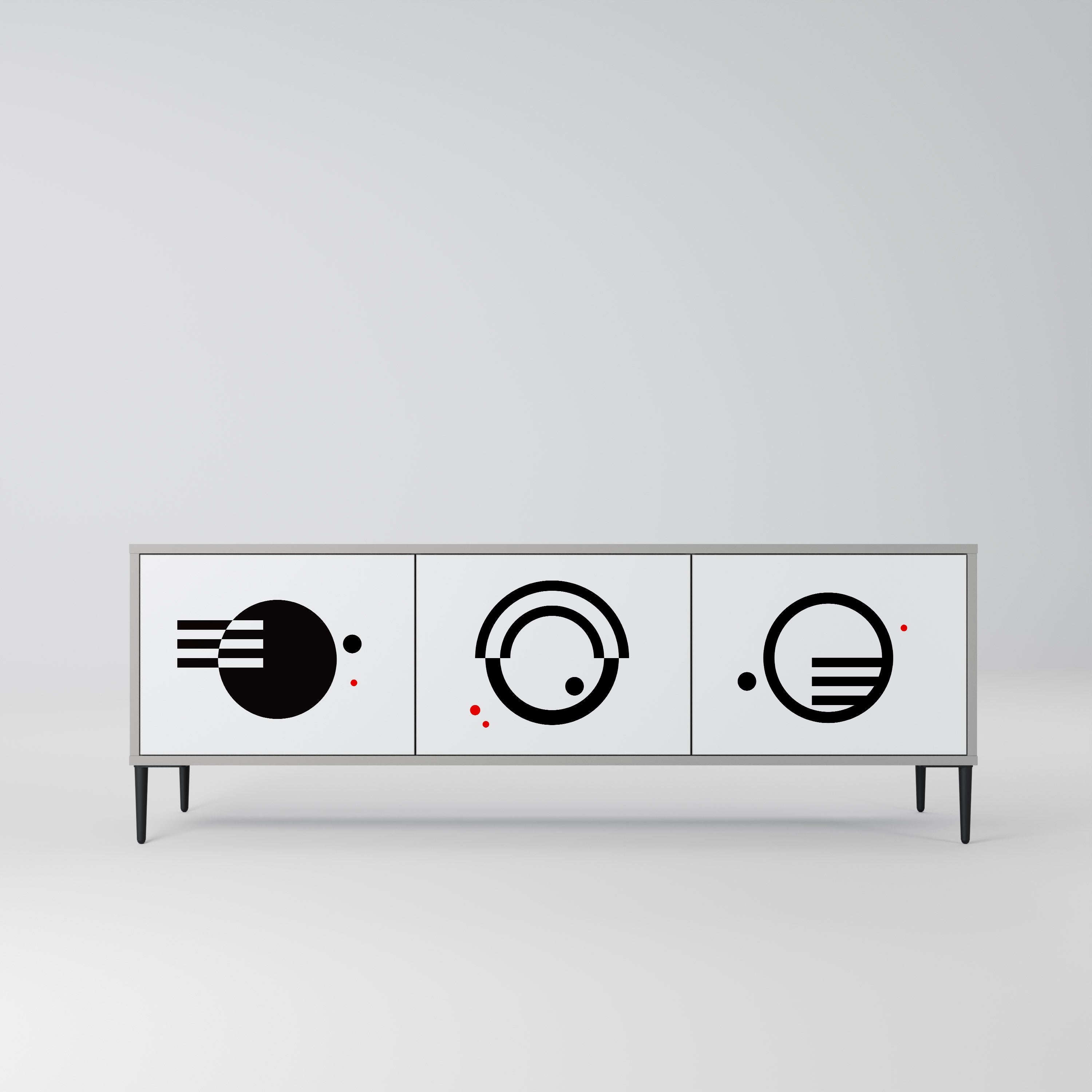 BLACK AND WHITE COMBINATION TV-Lowboard mit 3 Türen in Grau