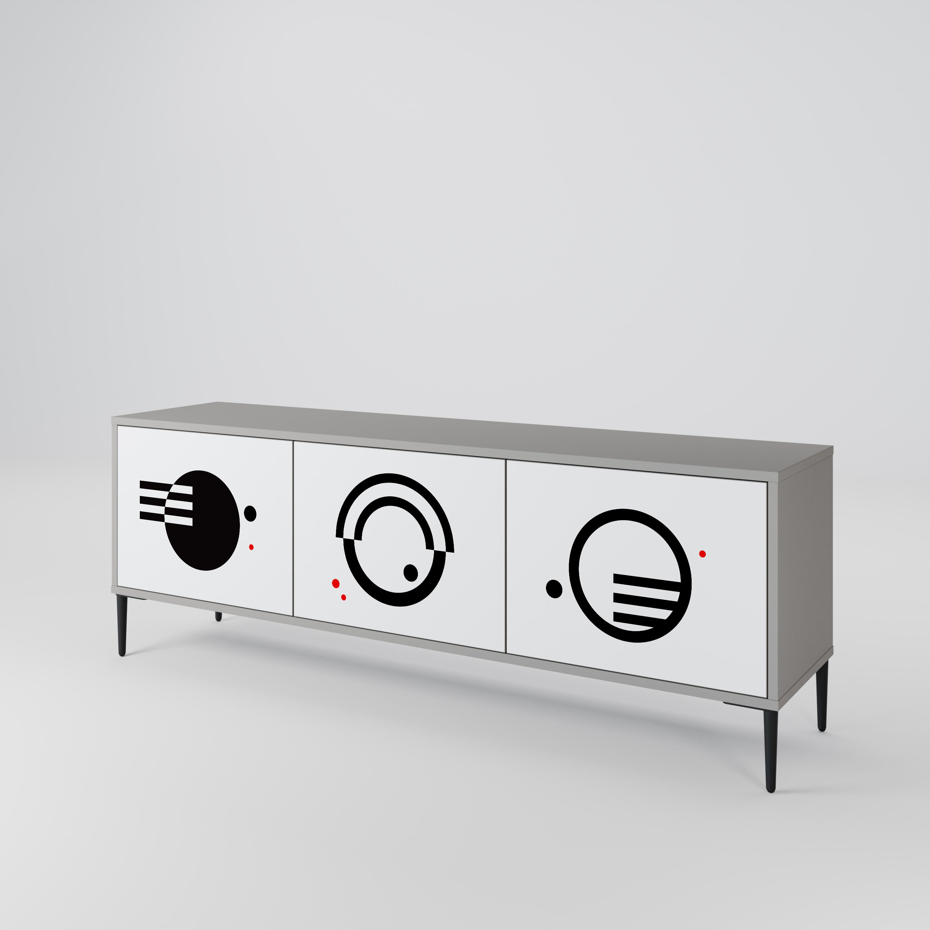 BLACK AND WHITE COMBINATION TV-Lowboard mit 3 Türen in Grau