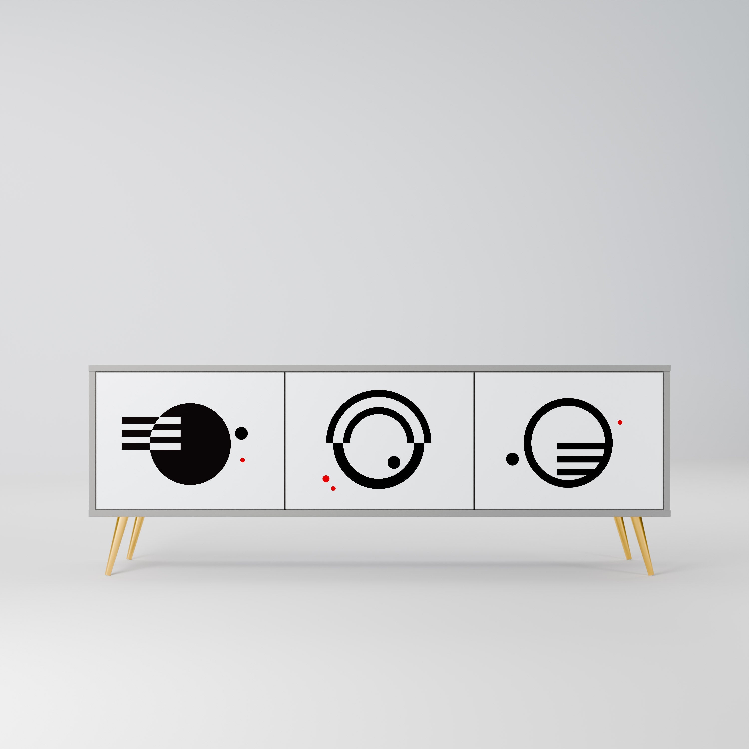 BLACK AND WHITE COMBINATION TV-Lowboard mit 3 Türen in Grau