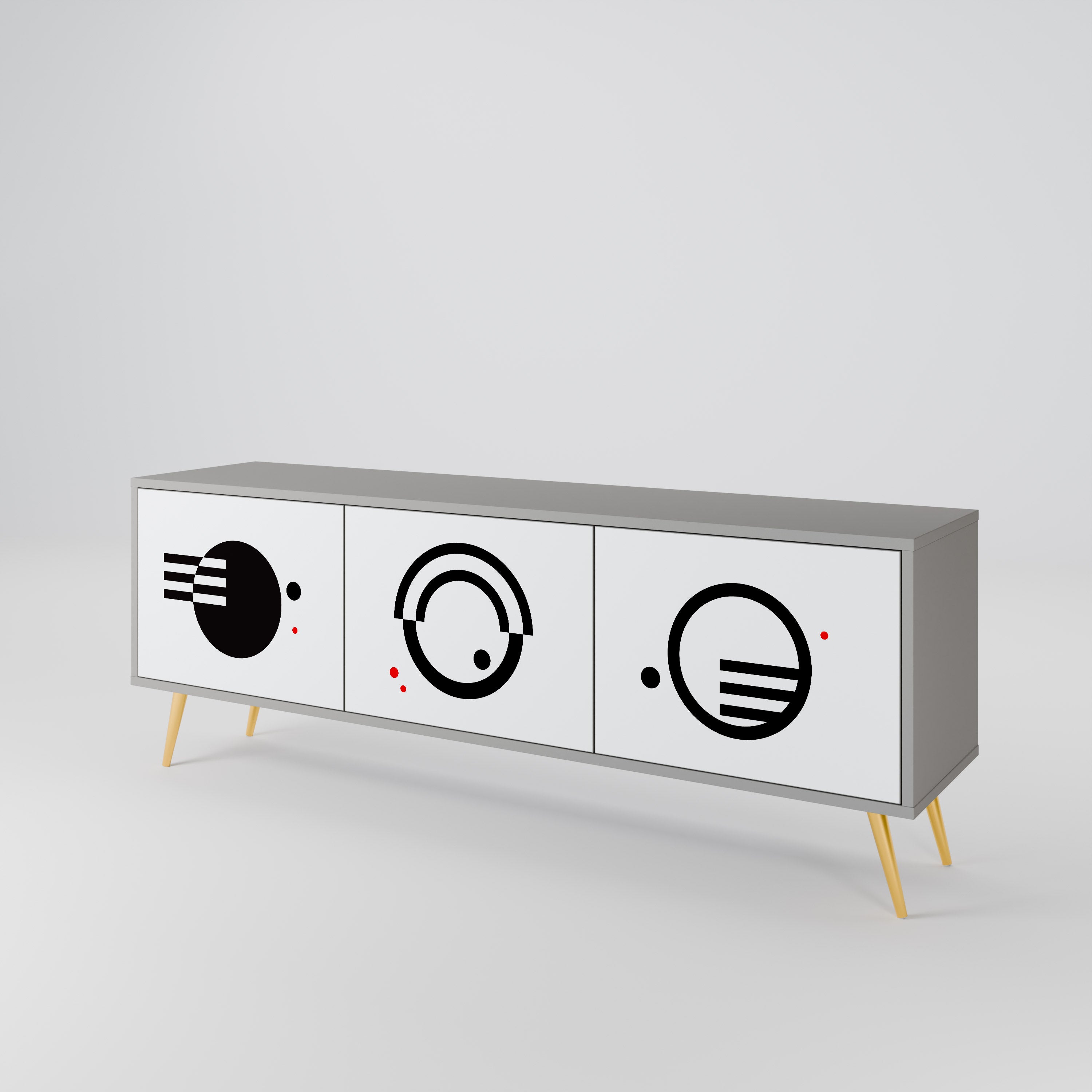 BLACK AND WHITE COMBINATION TV-Lowboard mit 3 Türen in Grau