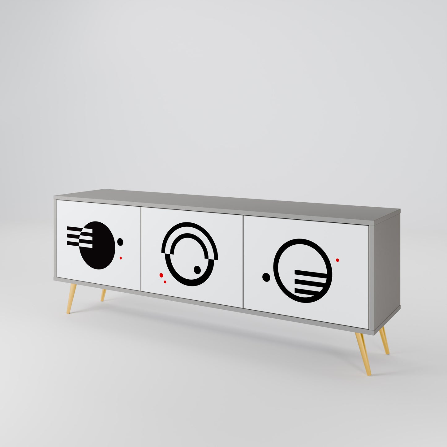 BLACK AND WHITE COMBINATION 3-Door TV Cabinet