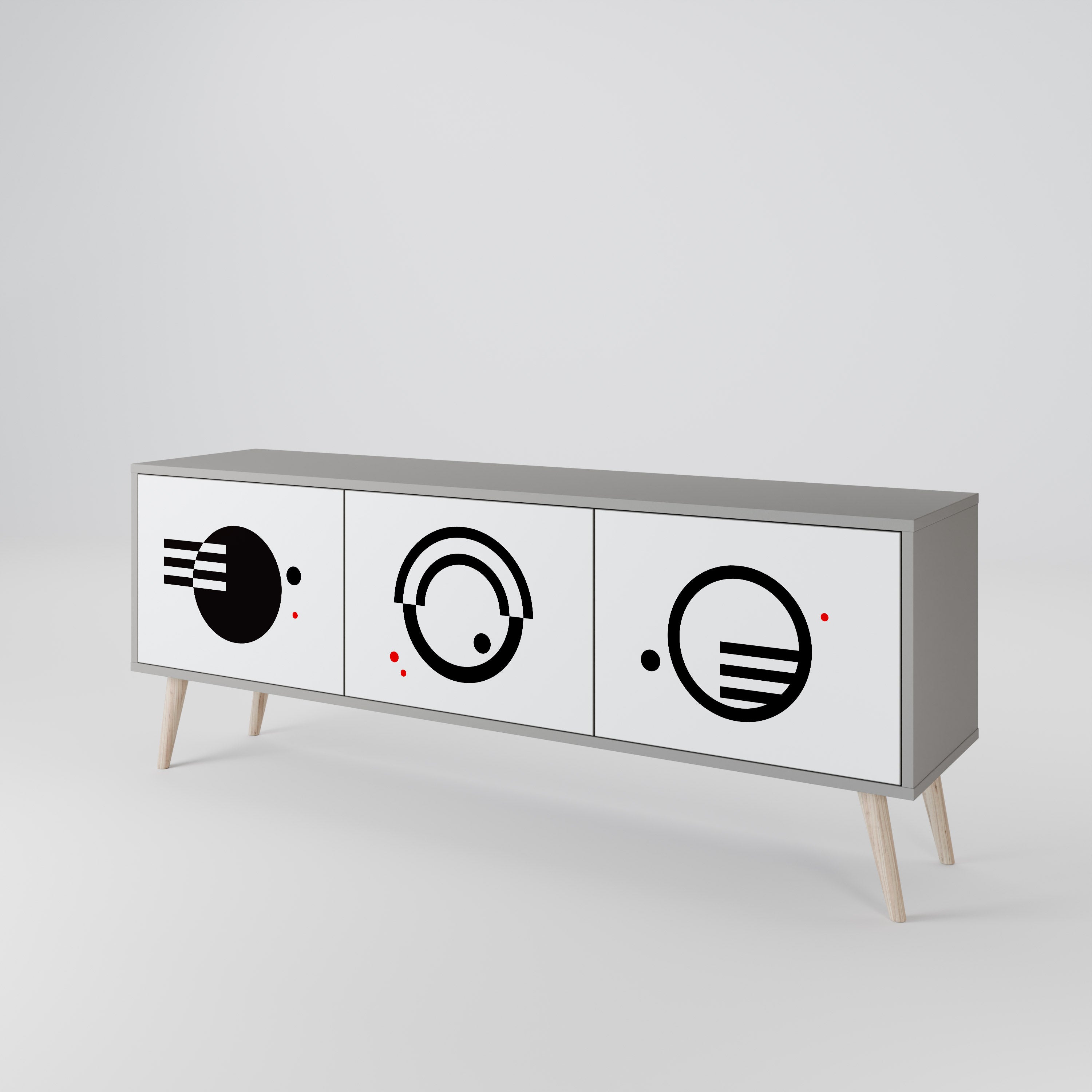 BLACK AND WHITE COMBINATION TV-Lowboard mit 3 Türen in Grau