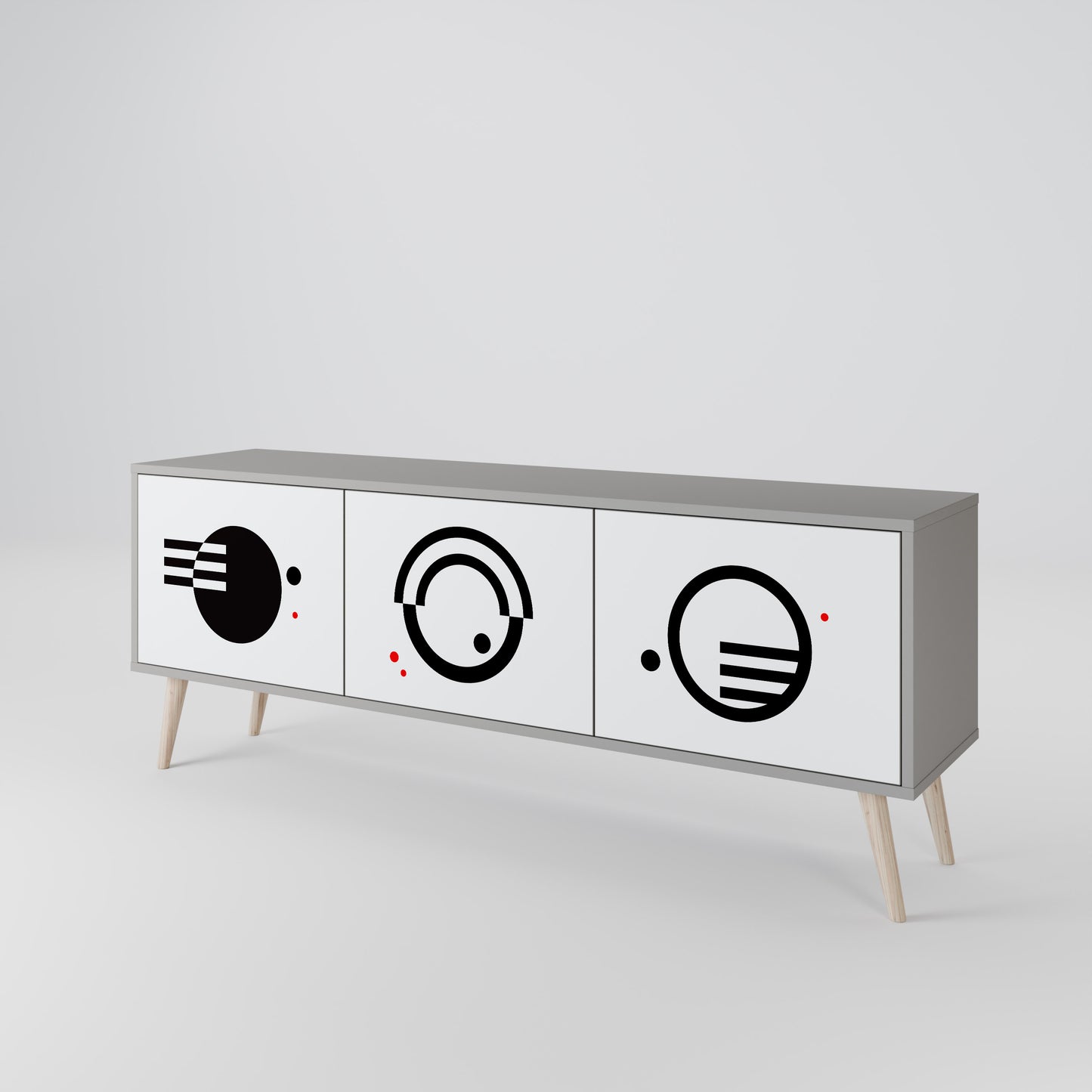 BLACK AND WHITE COMBINATION 3-Door TV Cabinet