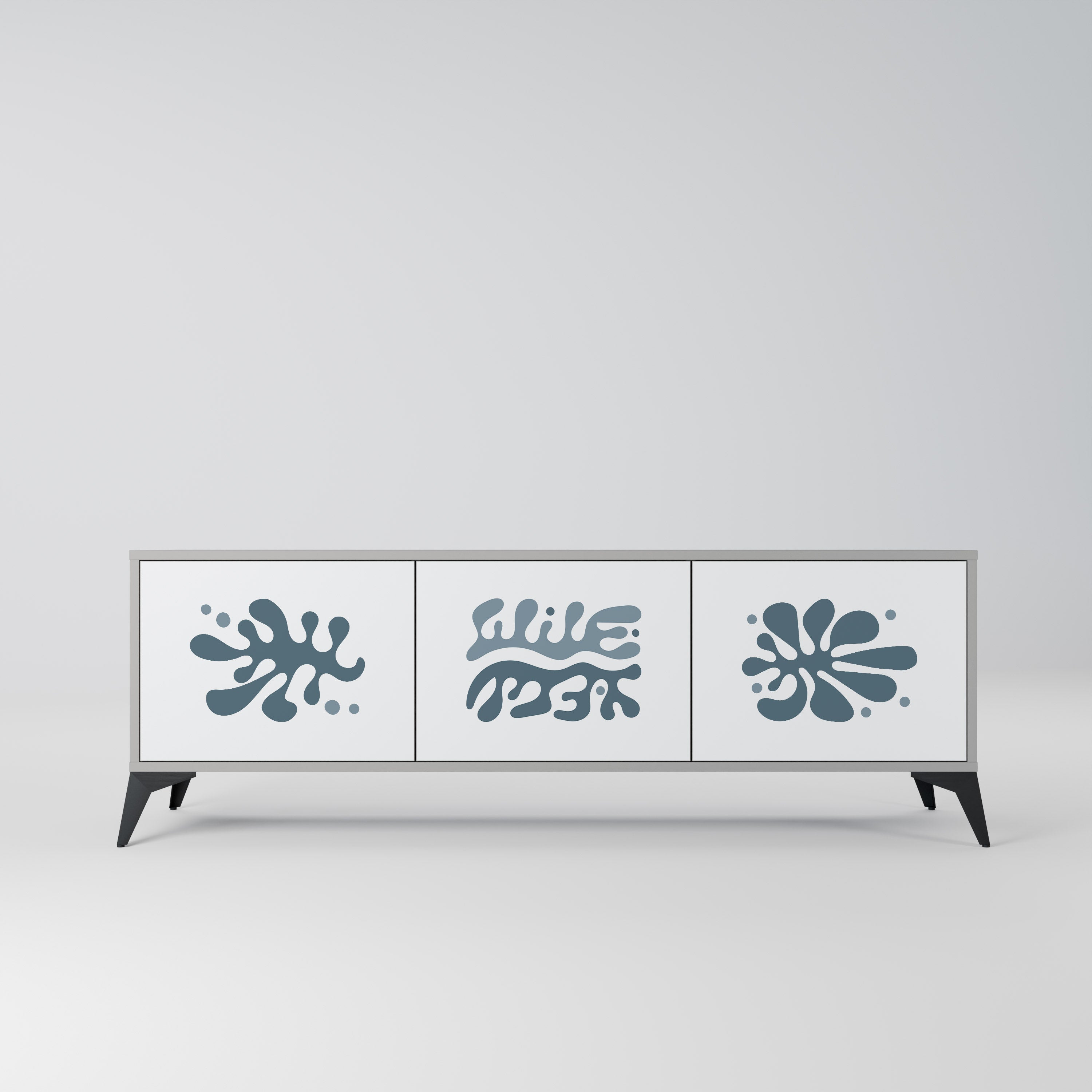 WONDERLAND VEGETATION TV-Lowboard mit 3 Türen in Grau