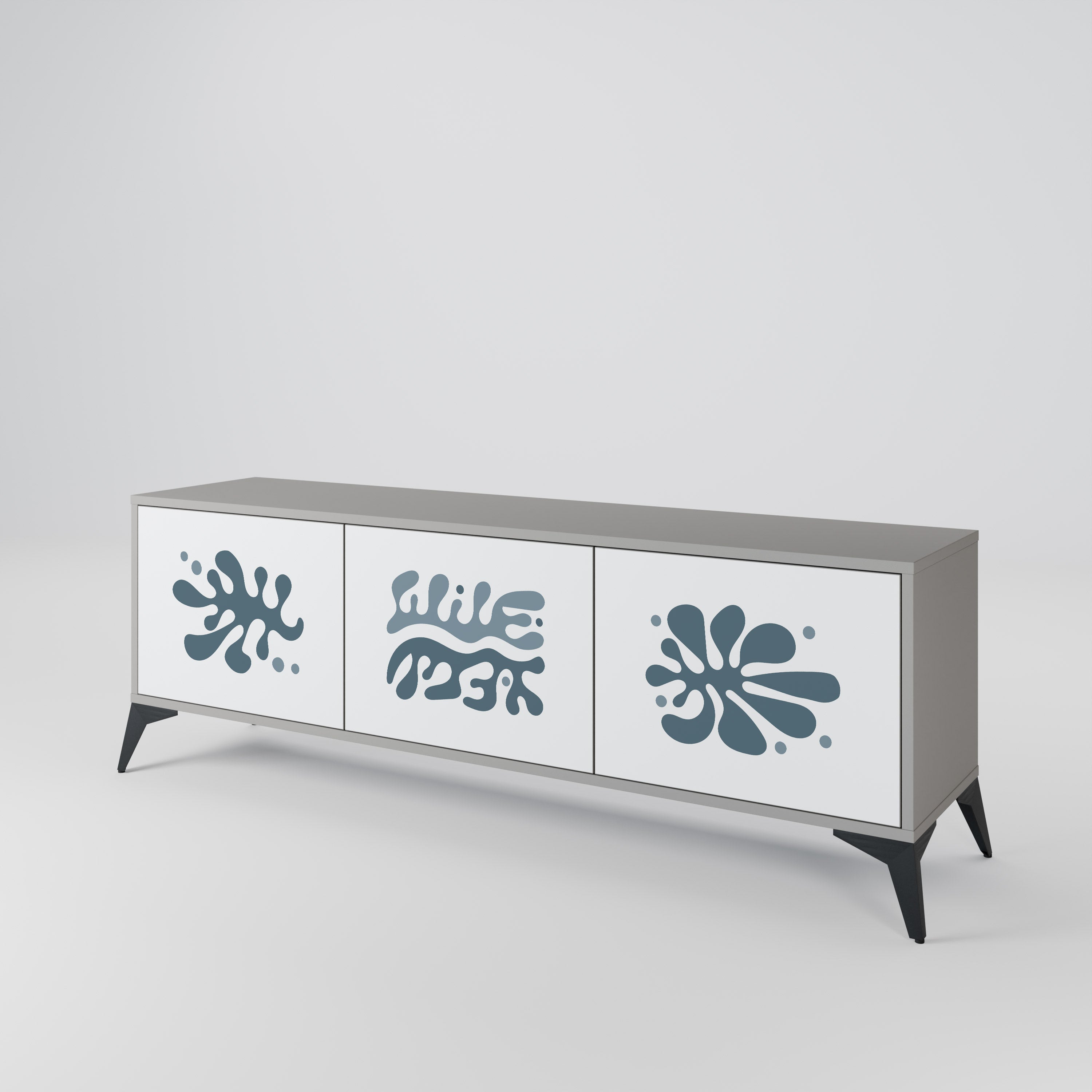 WONDERLAND VEGETATION TV-Lowboard mit 3 Türen in Grau