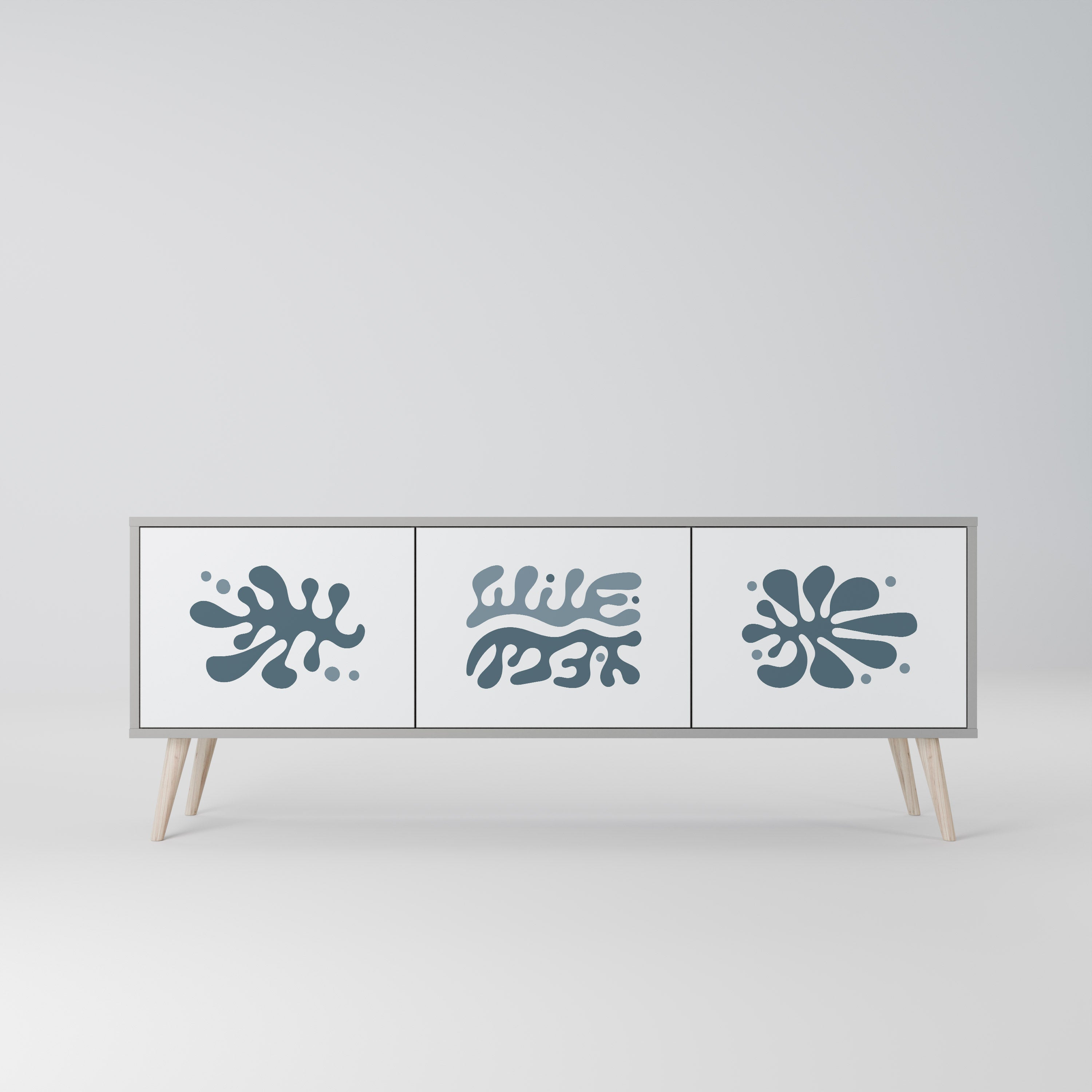 WONDERLAND VEGETATION TV-Lowboard mit 3 Türen in Grau