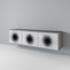 BLACK HOLE 3-Door TV Stand in Grey Finish