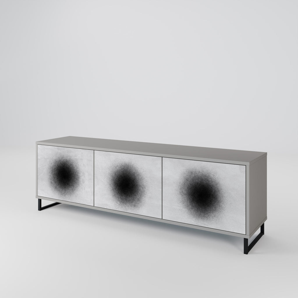 BLACK HOLE 3-Door TV Stand in Grey Finish