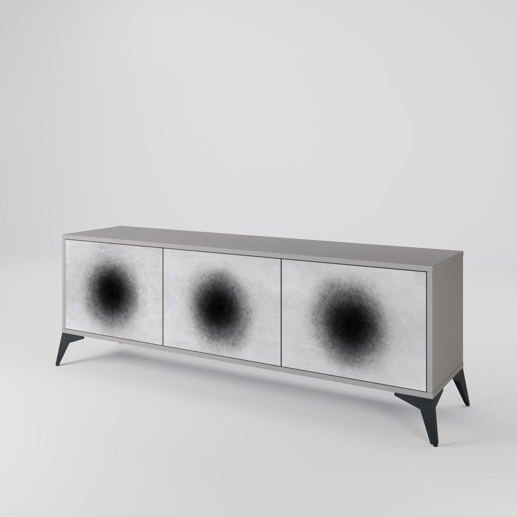 BLACK HOLE 3-Door TV Stand in Grey Finish