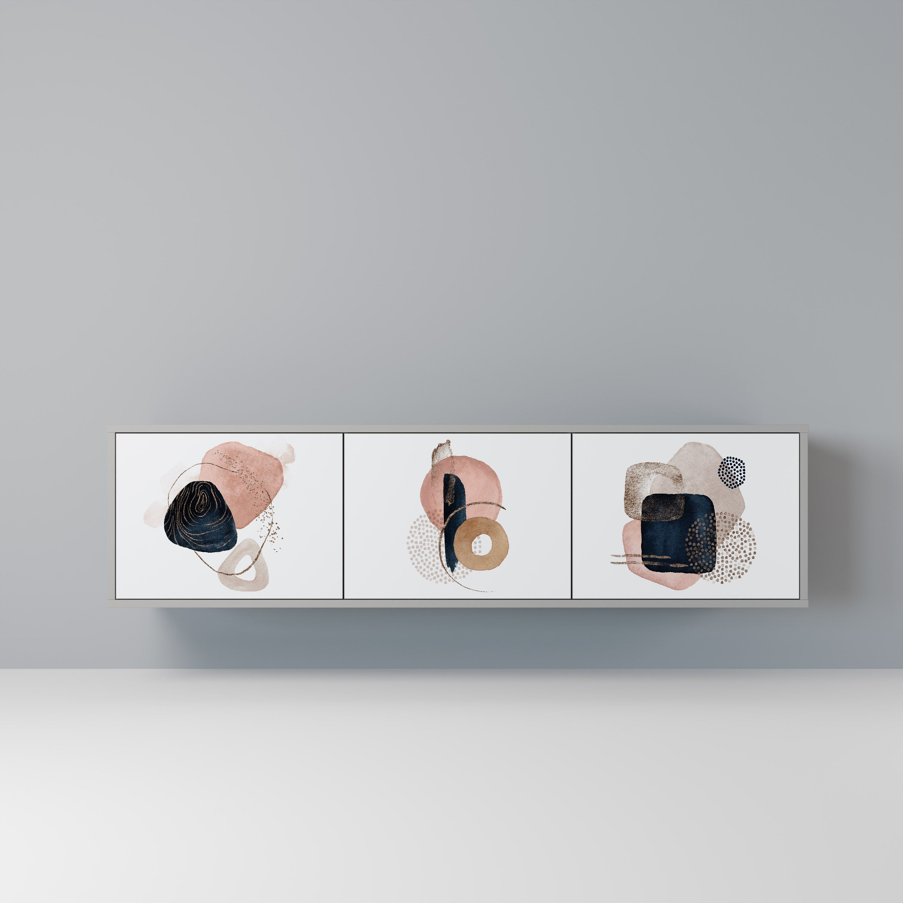 COLORFUL SHAPES TV-Lowboard mit 3 Türen in Grau