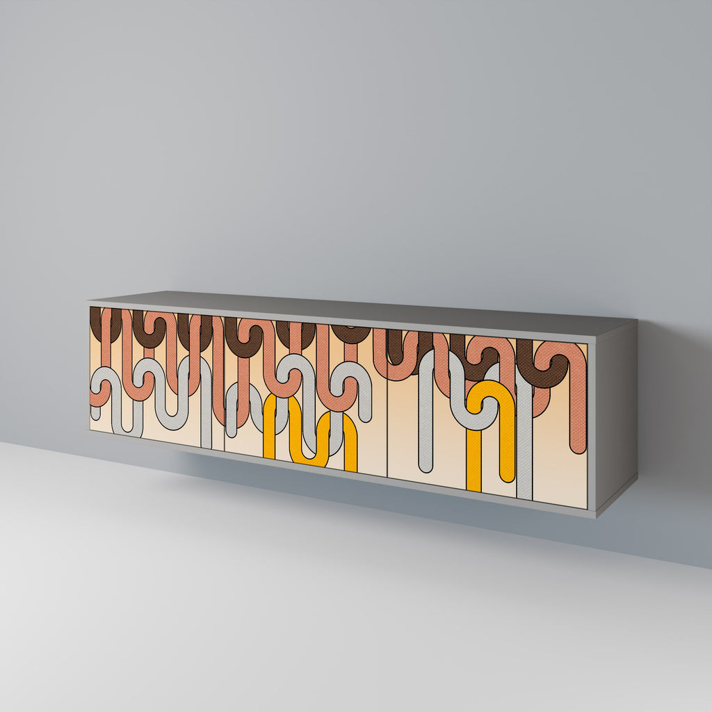 COLORFUL STRINGS TV-Lowboard mit 3 Türen in Grau