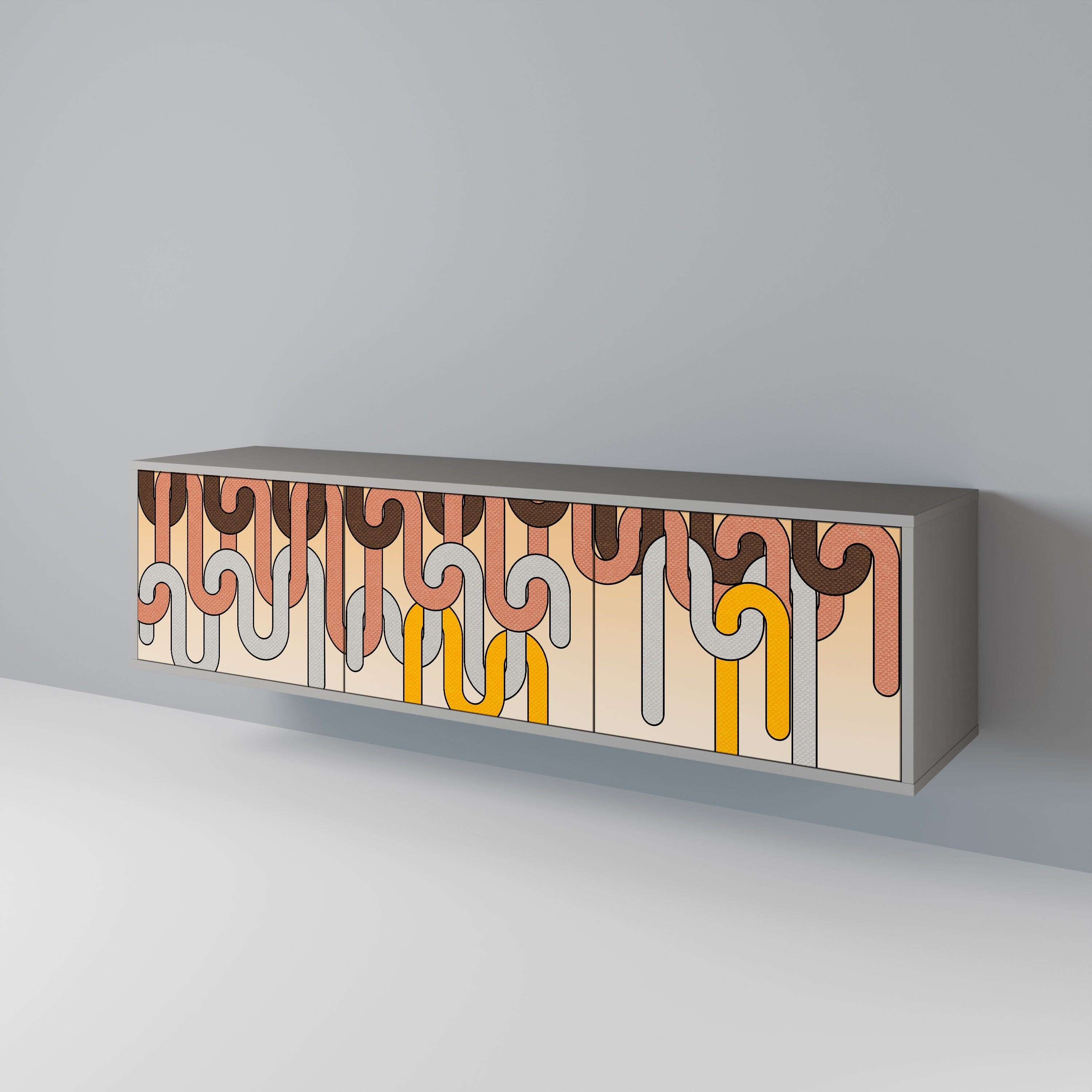 COLORFUL STRINGS TV-Lowboard mit 3 Türen in Grau