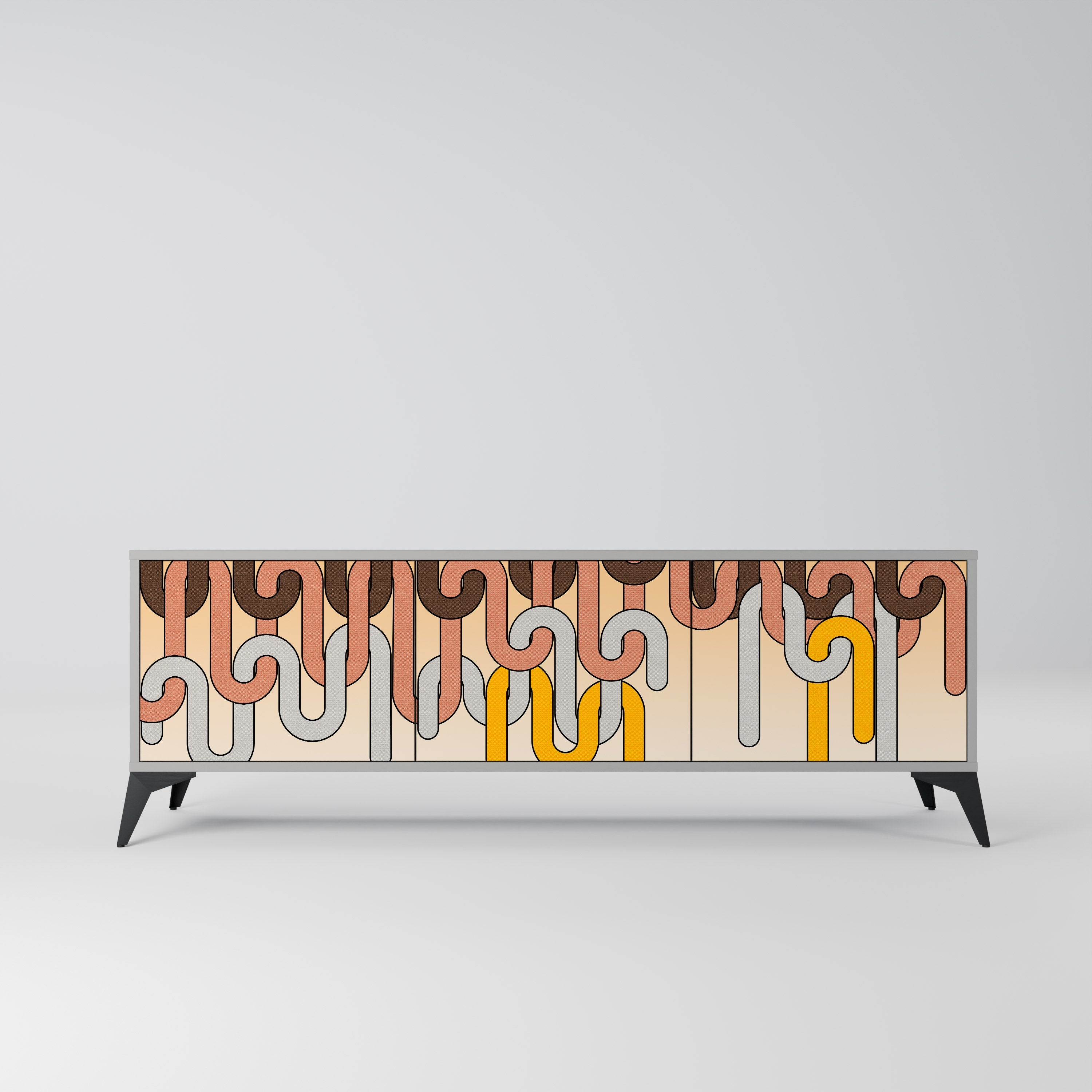 COLORFUL STRINGS TV-Lowboard mit 3 Türen in Grau