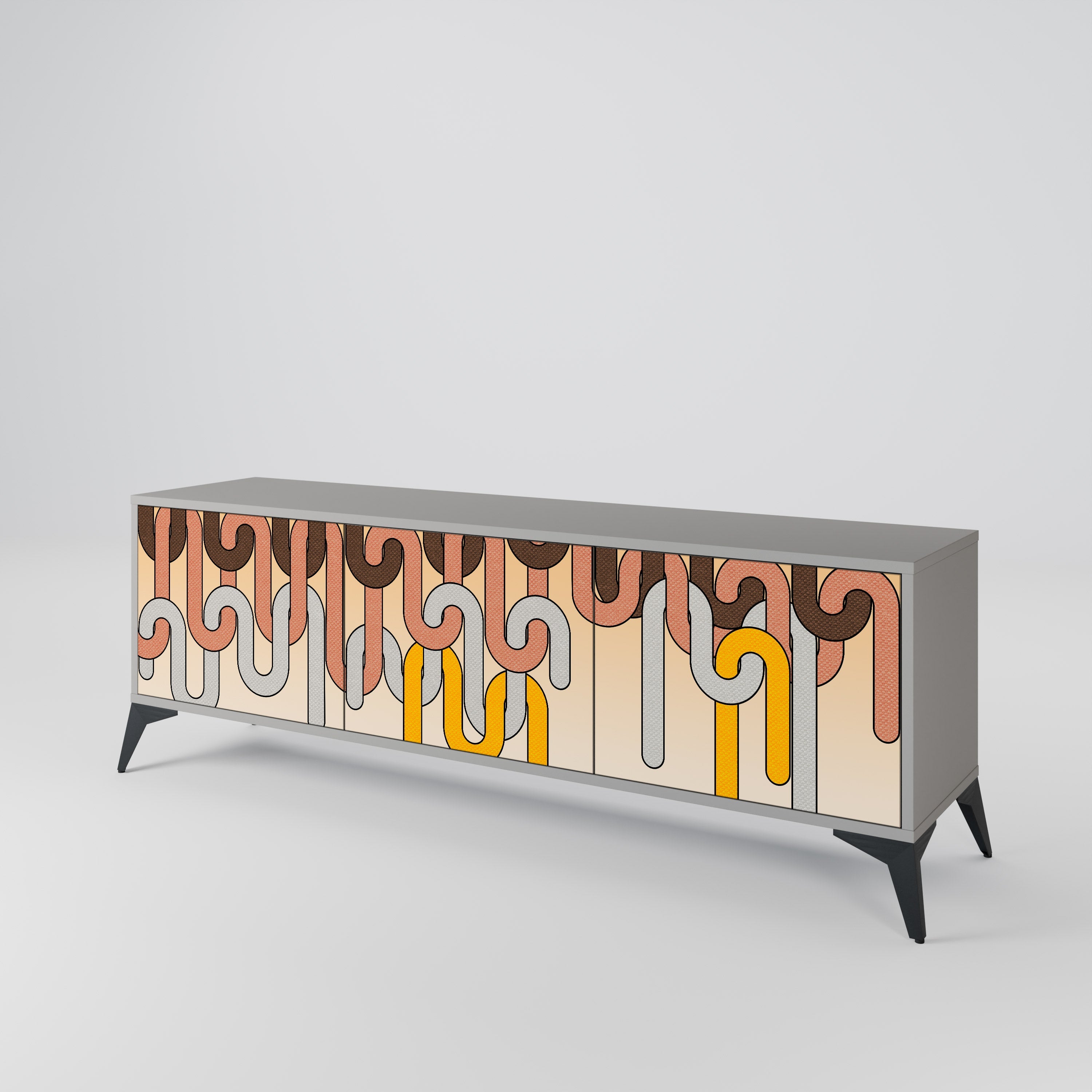 COLORFUL STRINGS TV-Lowboard mit 3 Türen in Grau