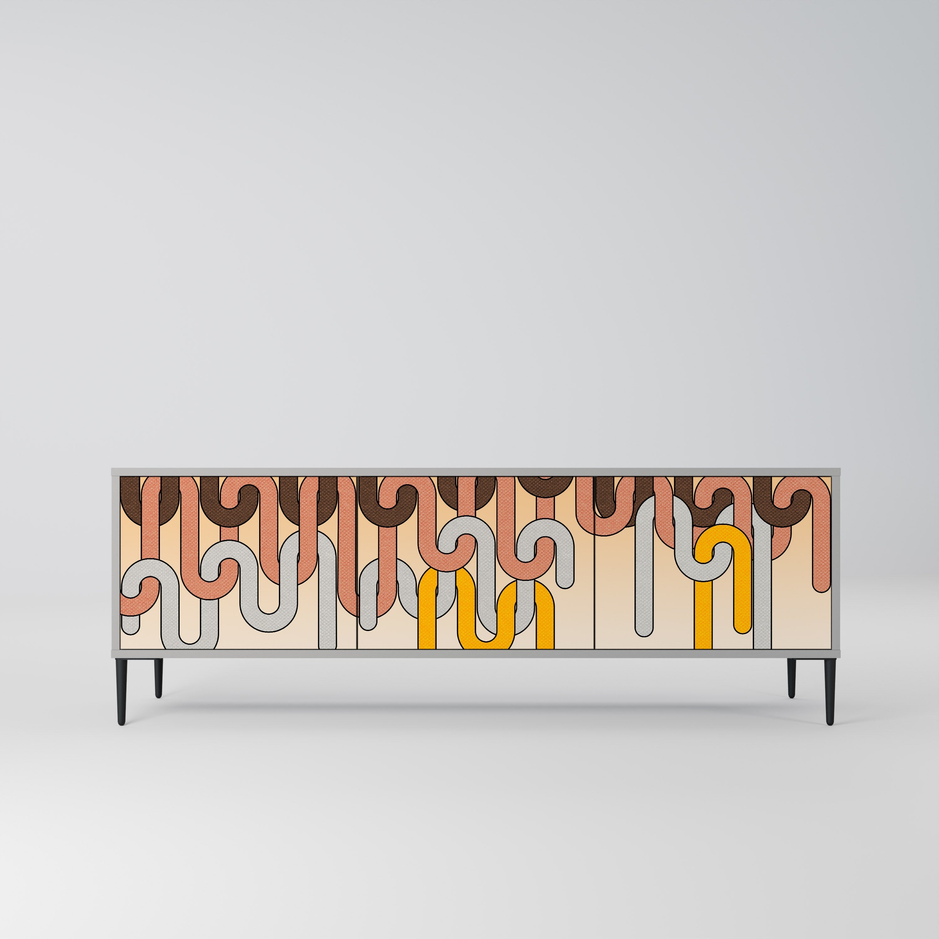 COLORFUL STRINGS TV-Lowboard mit 3 Türen in Grau