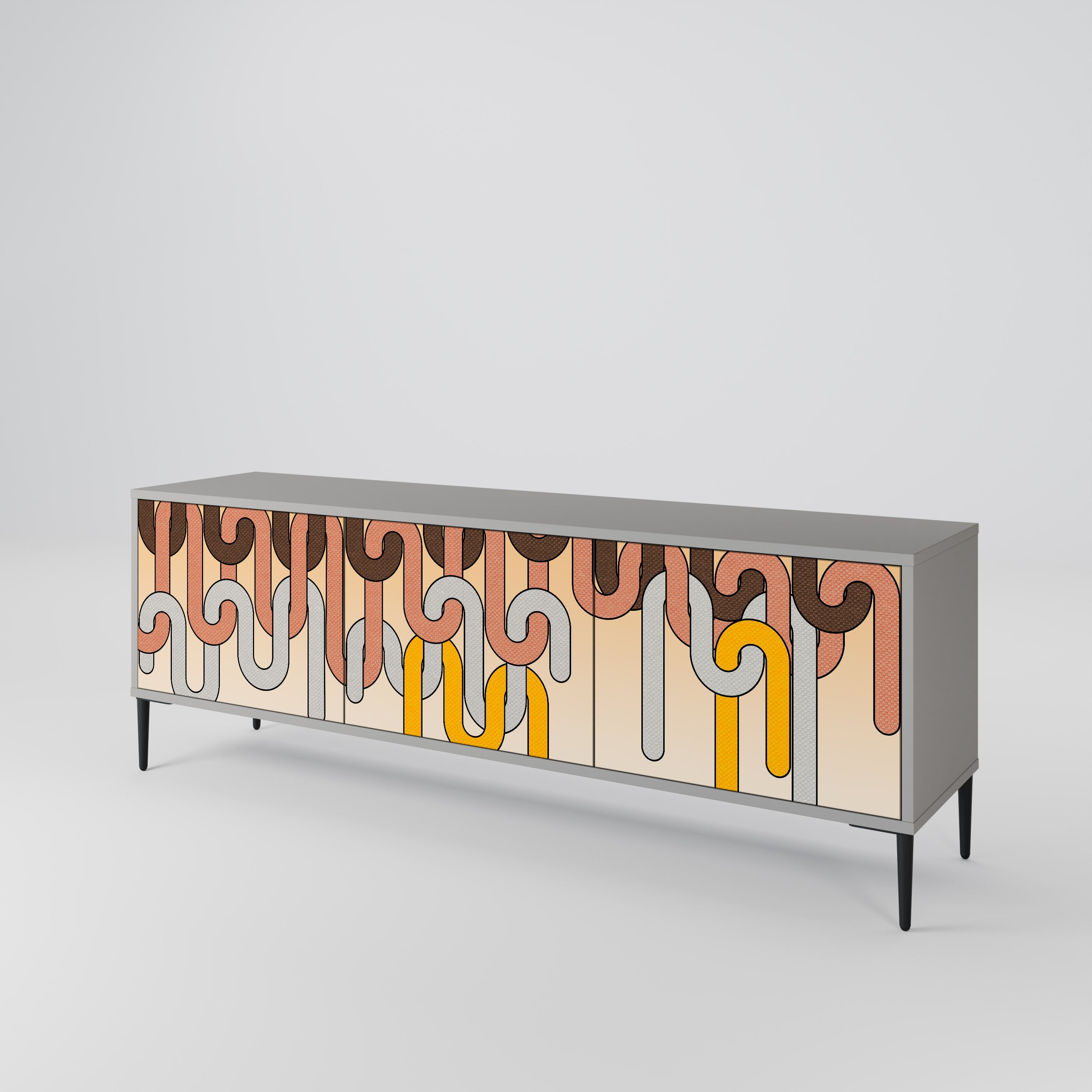 COLORFUL STRINGS TV-Lowboard mit 3 Türen in Grau