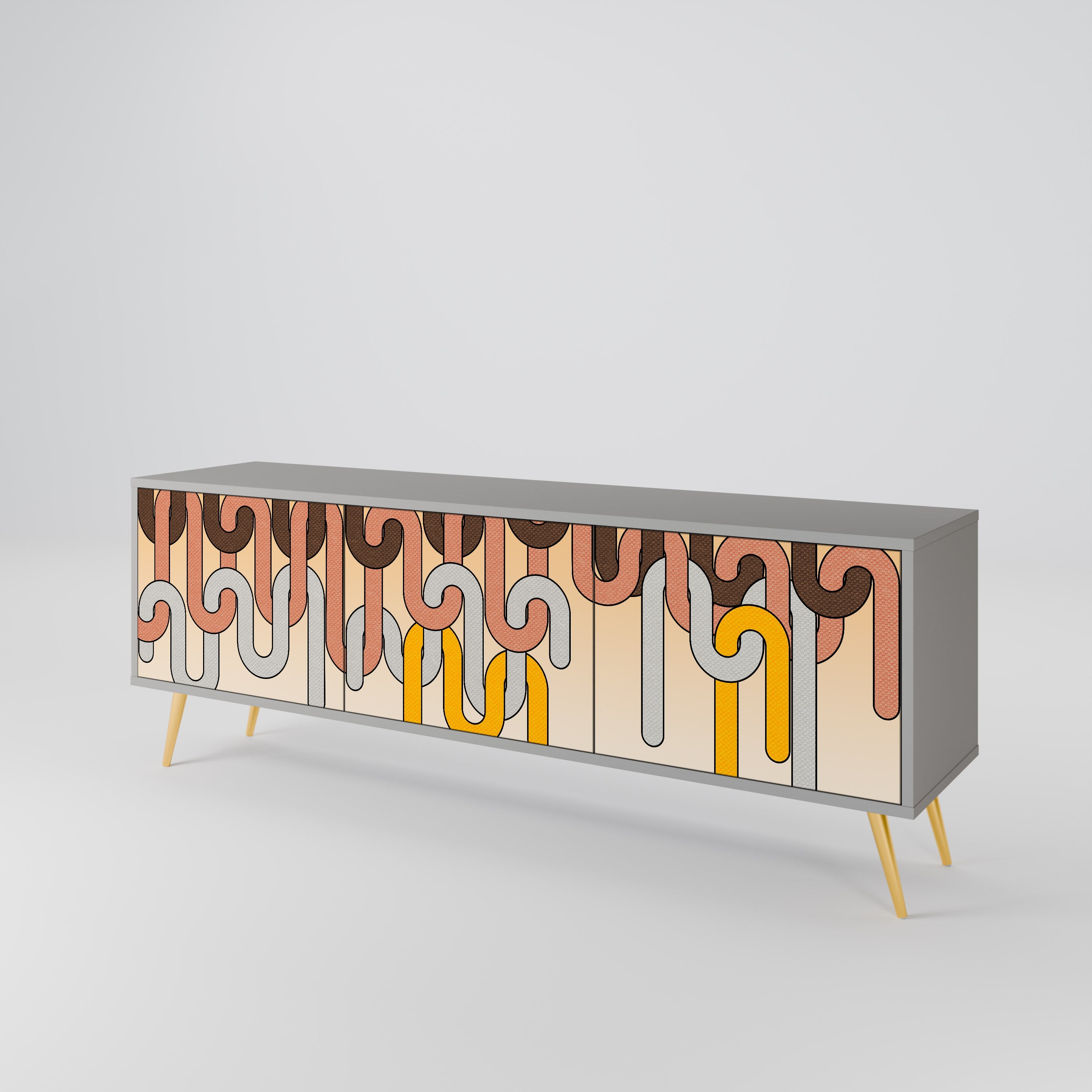 COLORFUL STRINGS TV-Lowboard mit 3 Türen in Grau