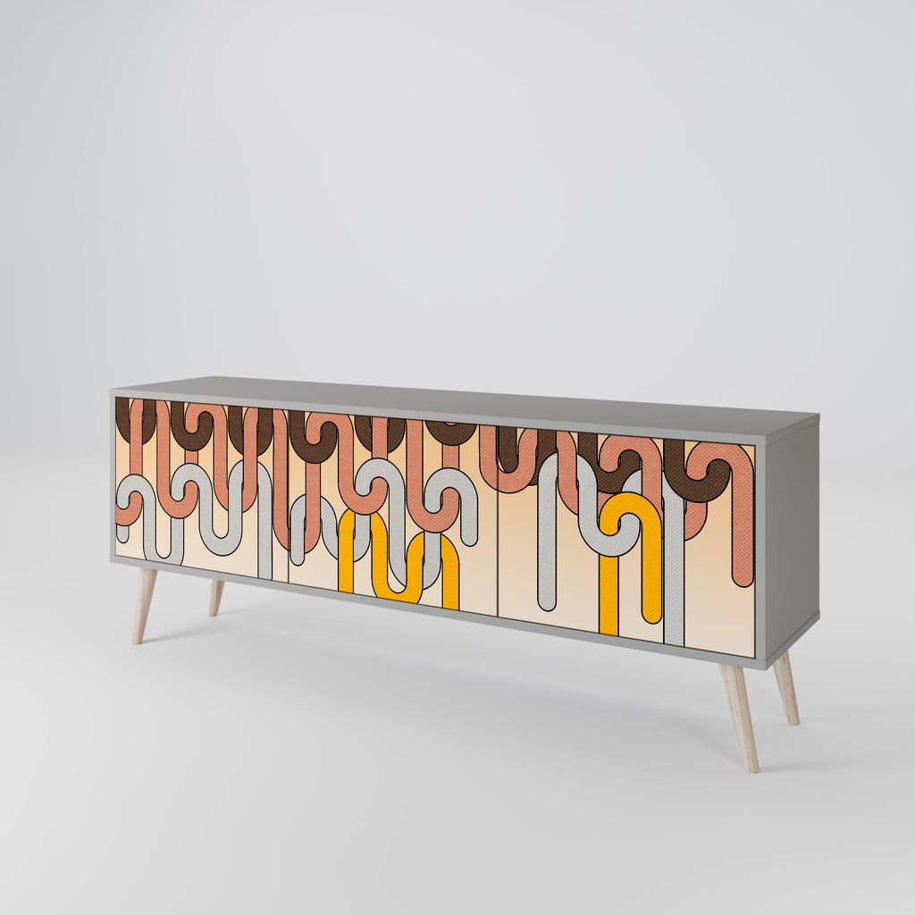 COLORFUL STRINGS TV-Lowboard mit 3 Türen in Grau