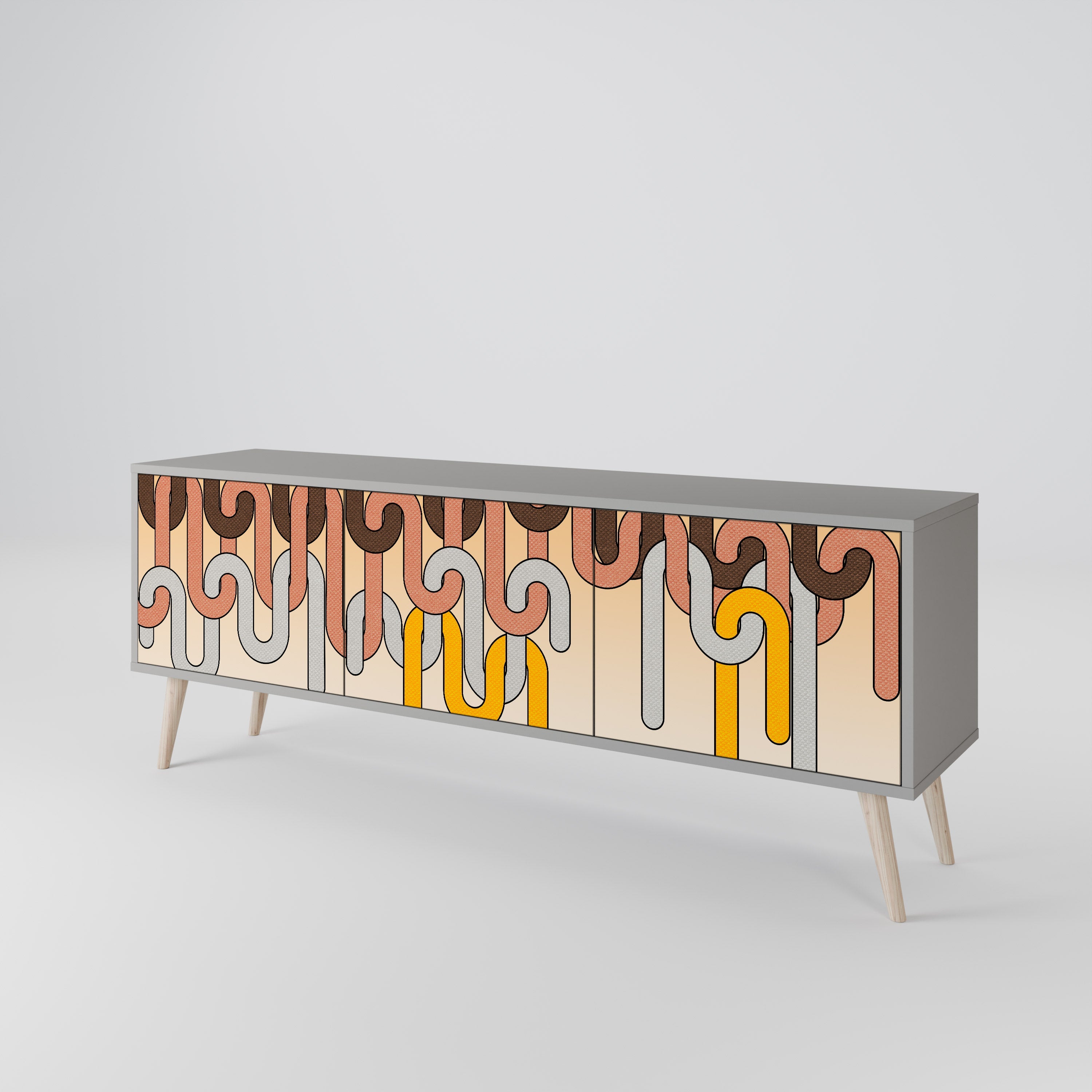 COLORFUL STRINGS TV-Lowboard mit 3 Türen in Grau