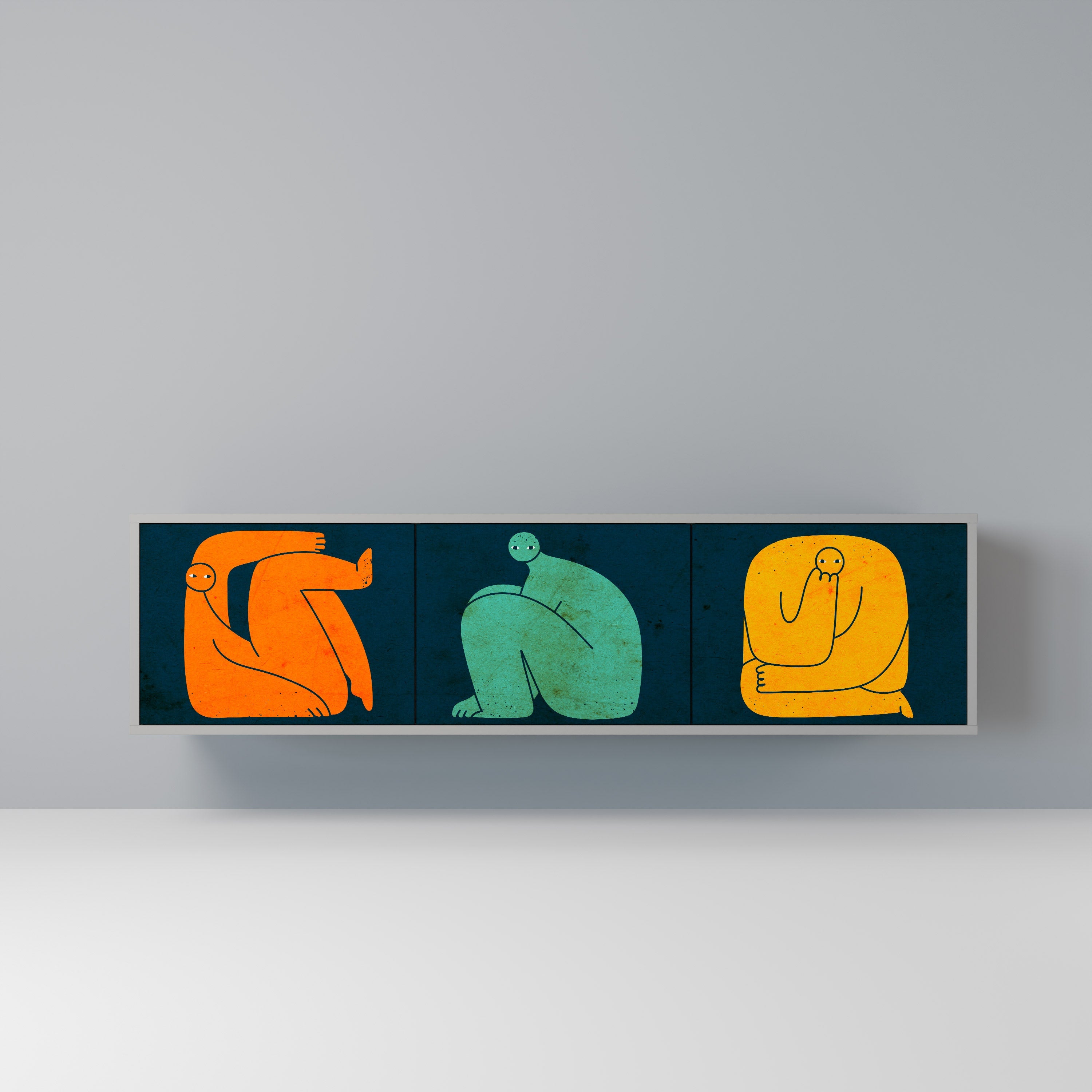 TOGETHER BUT SEPARATELY TV-Lowboard mit 3 Türen in Grau