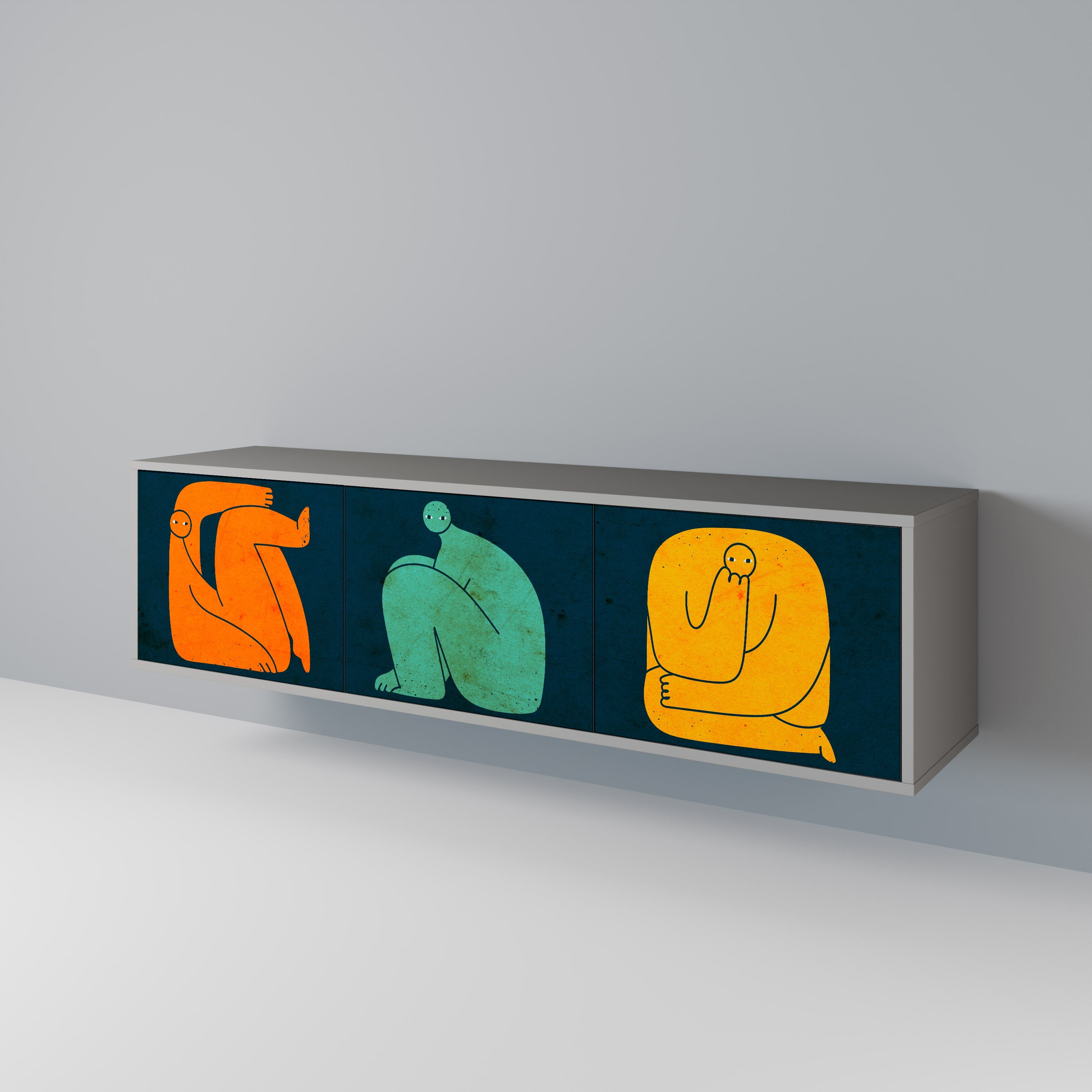 TOGETHER BUT SEPARATELY 3-Door TV Stand in Grey Finish