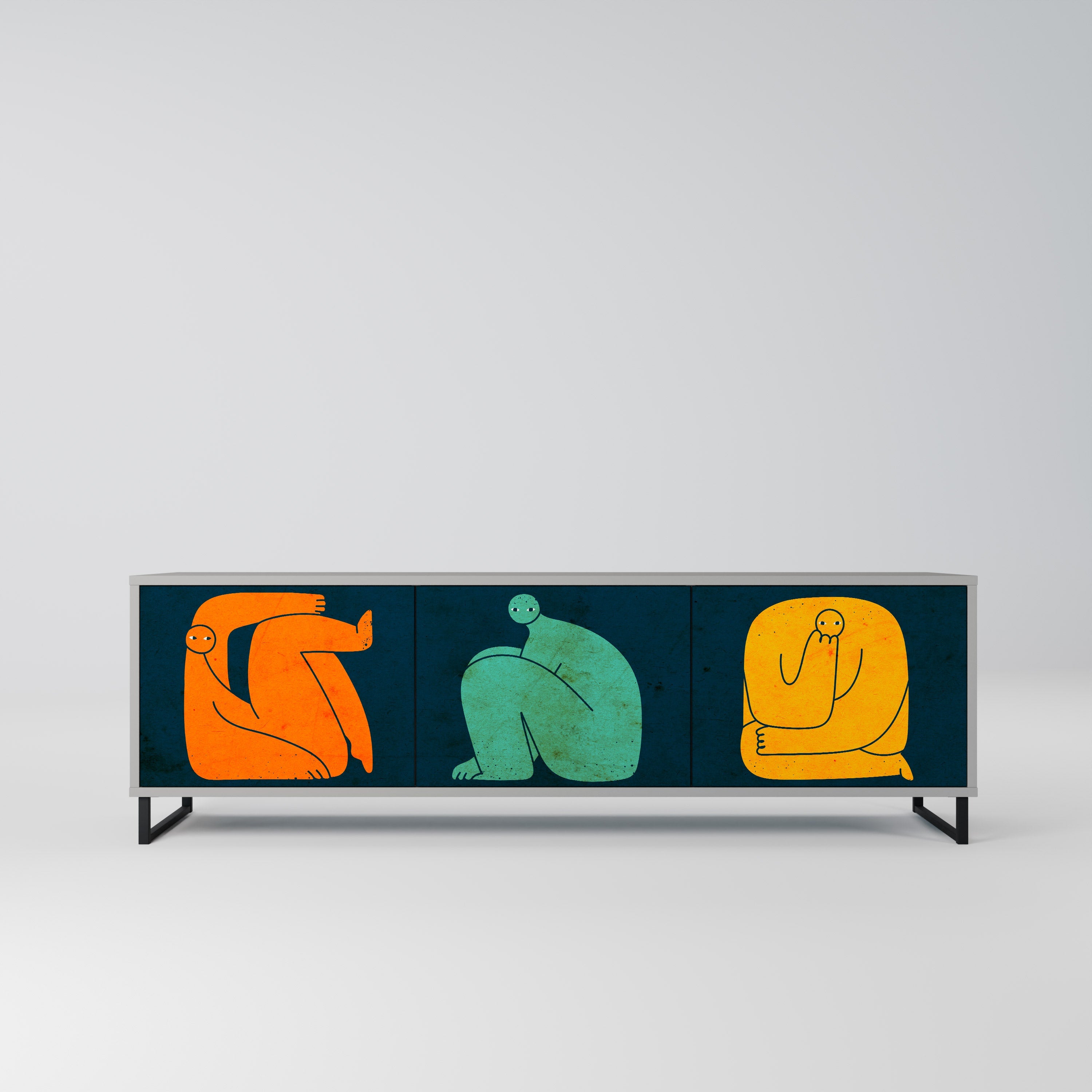 TOGETHER BUT SEPARATELY TV-Lowboard mit 3 Türen in Grau