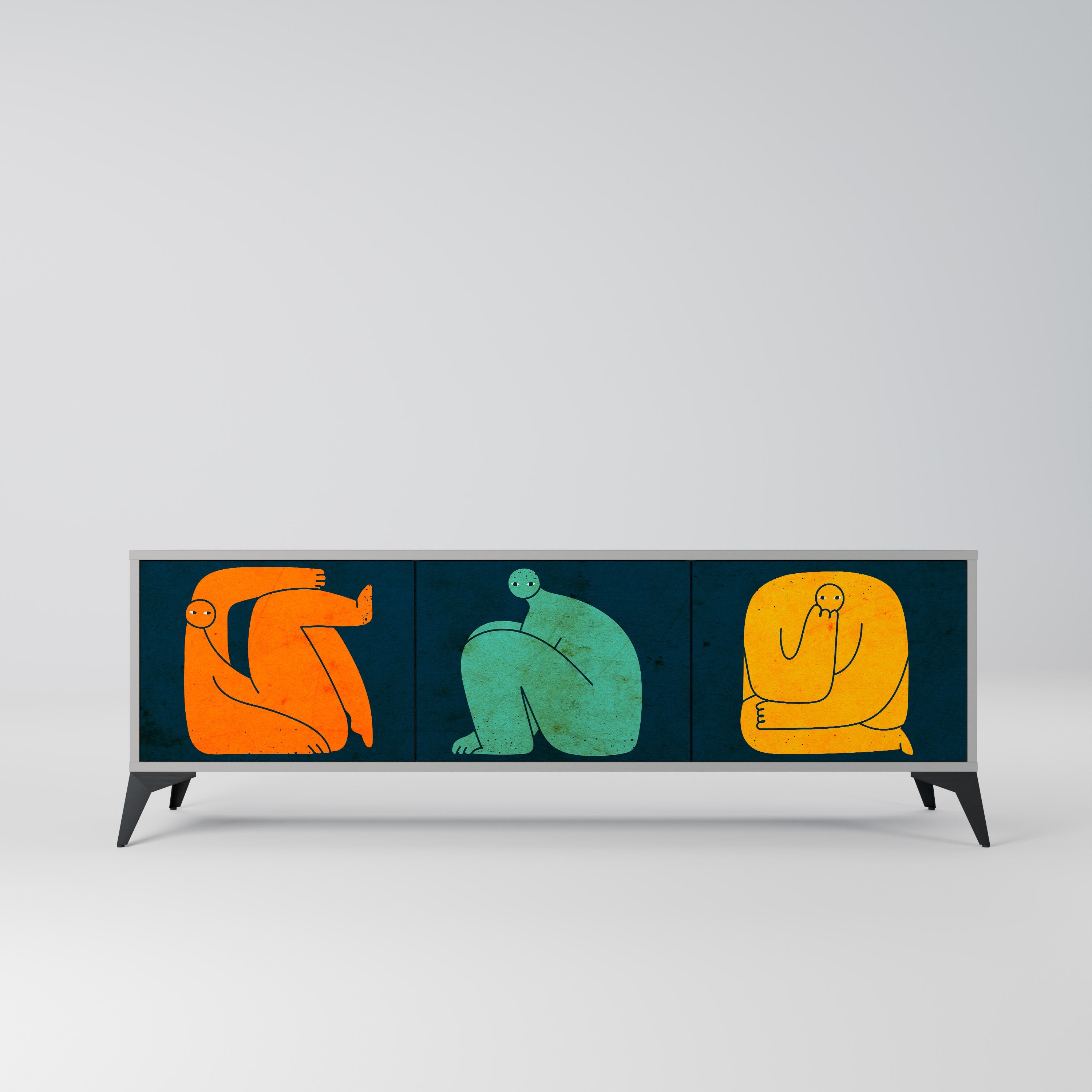 TOGETHER BUT SEPARATELY TV-Lowboard mit 3 Türen in Grau