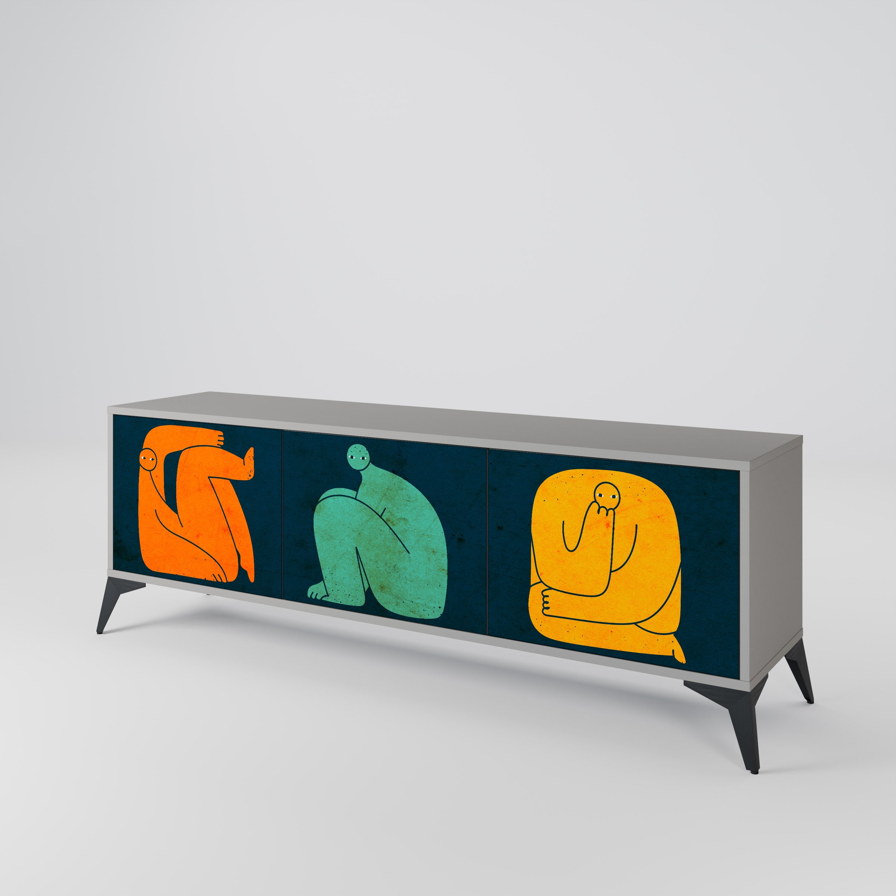 TOGETHER BUT SEPARATELY TV-Lowboard mit 3 Türen in Grau