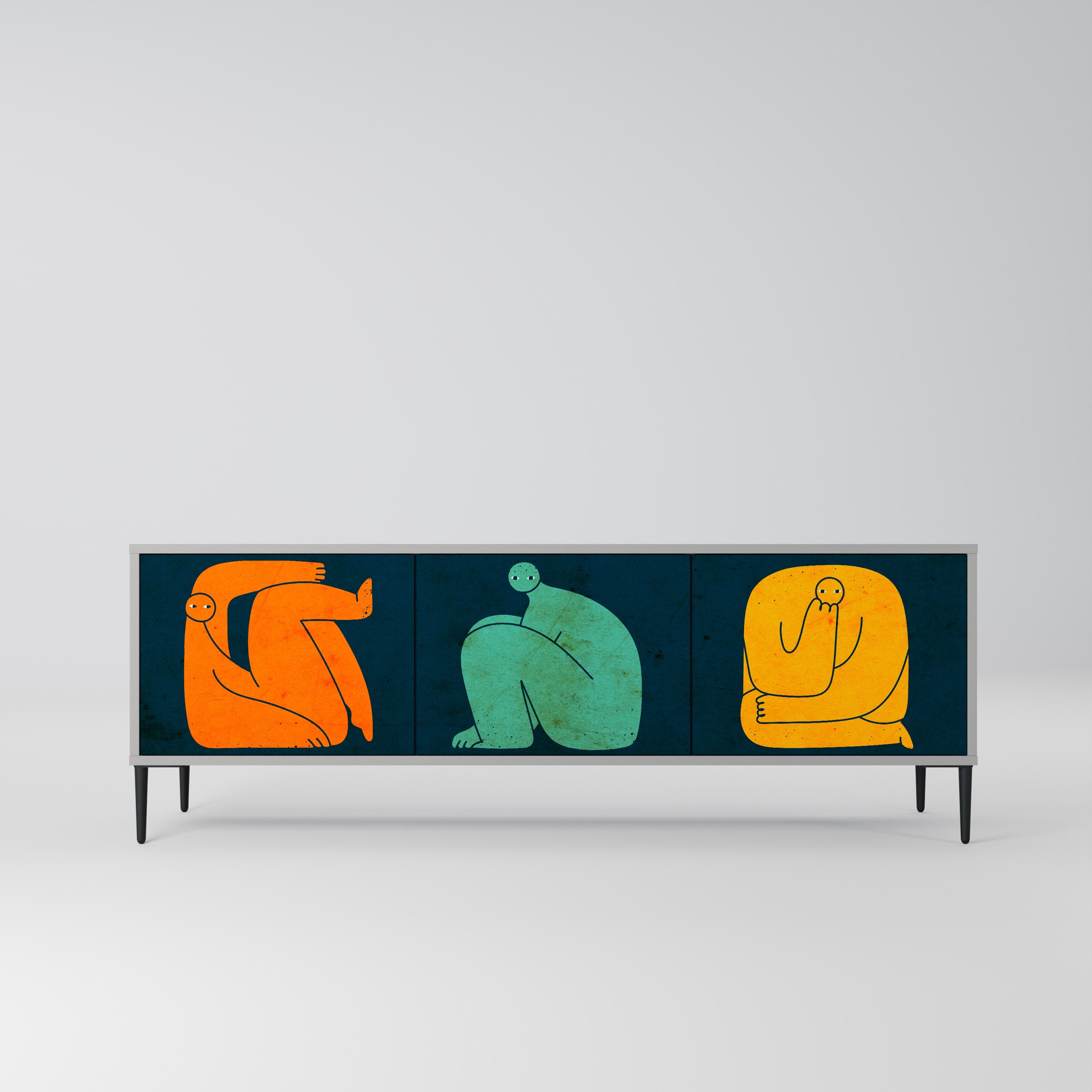 TOGETHER BUT SEPARATELY TV-Lowboard mit 3 Türen in Grau