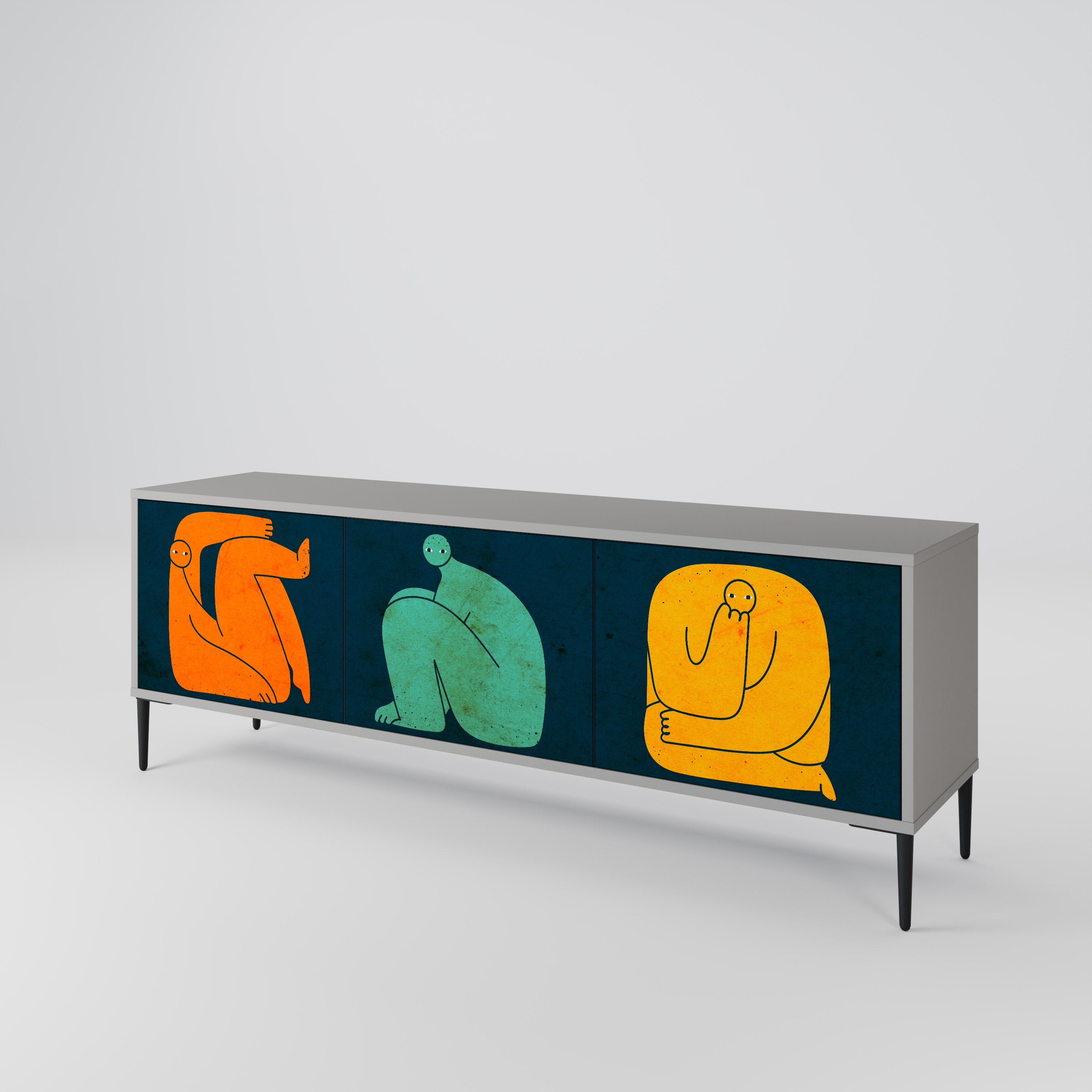 TOGETHER BUT SEPARATELY TV-Lowboard mit 3 Türen in Grau