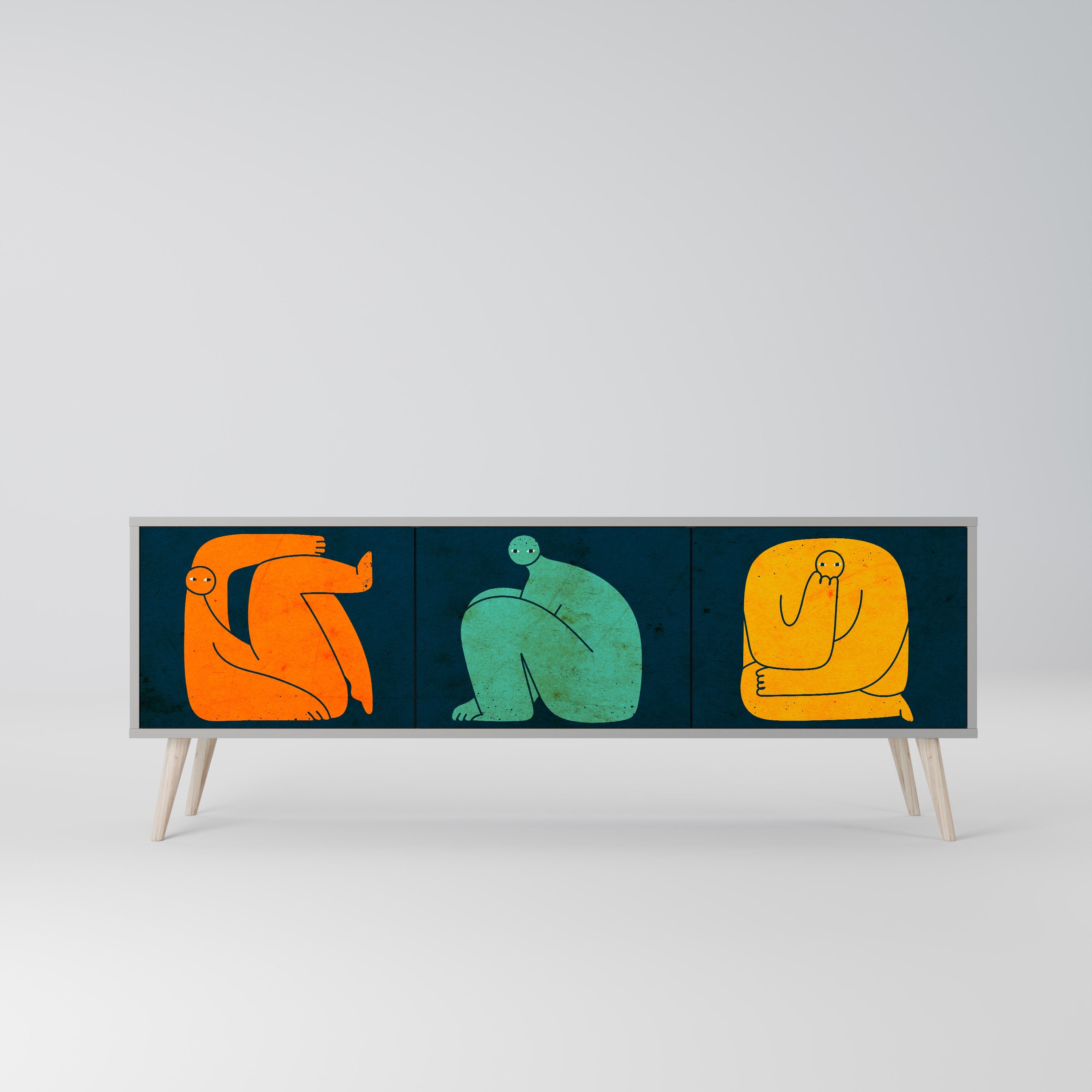 TOGETHER BUT SEPARATELY TV-Lowboard mit 3 Türen in Grau