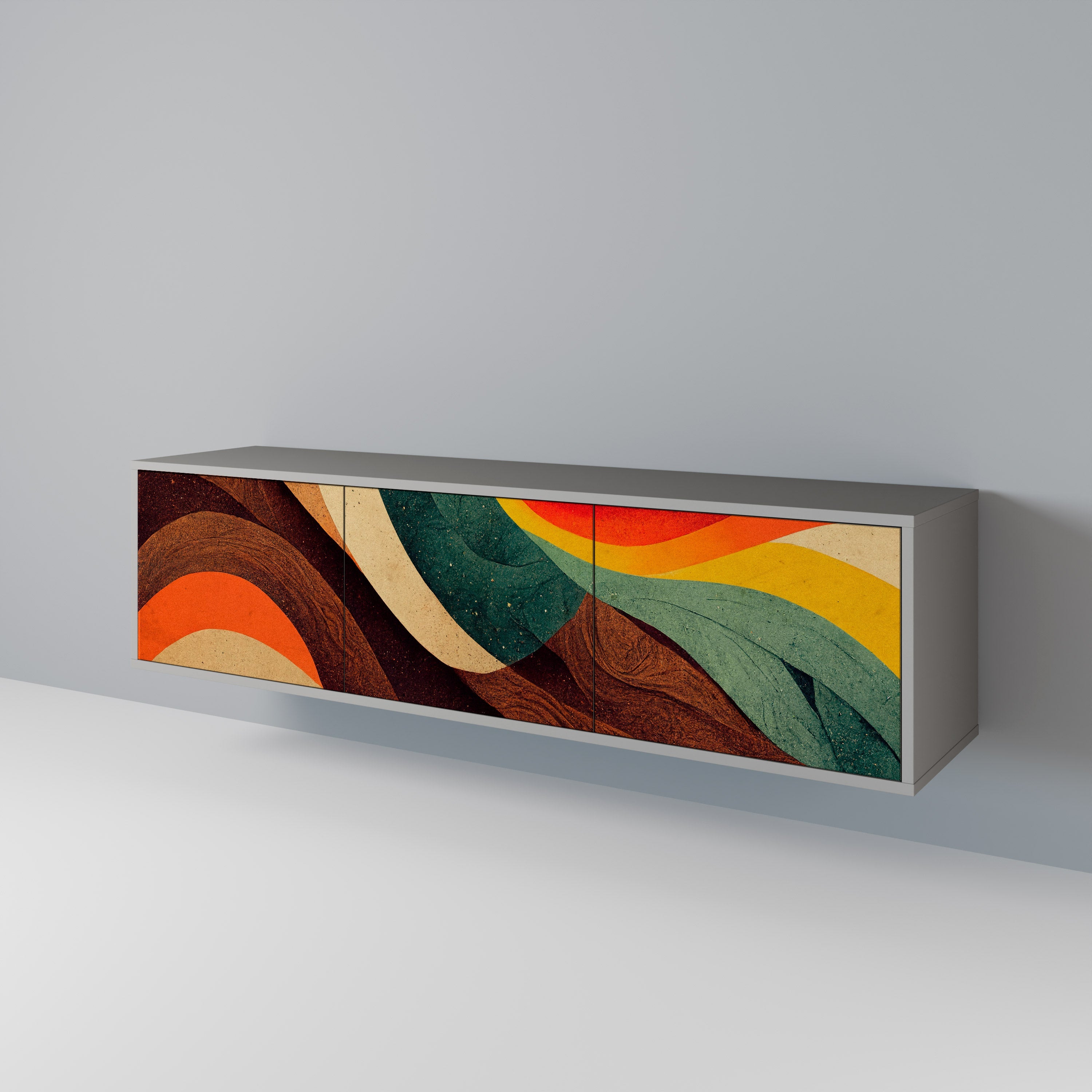 COLORFUL STRANDS TV-Lowboard mit 3 Türen in Grau