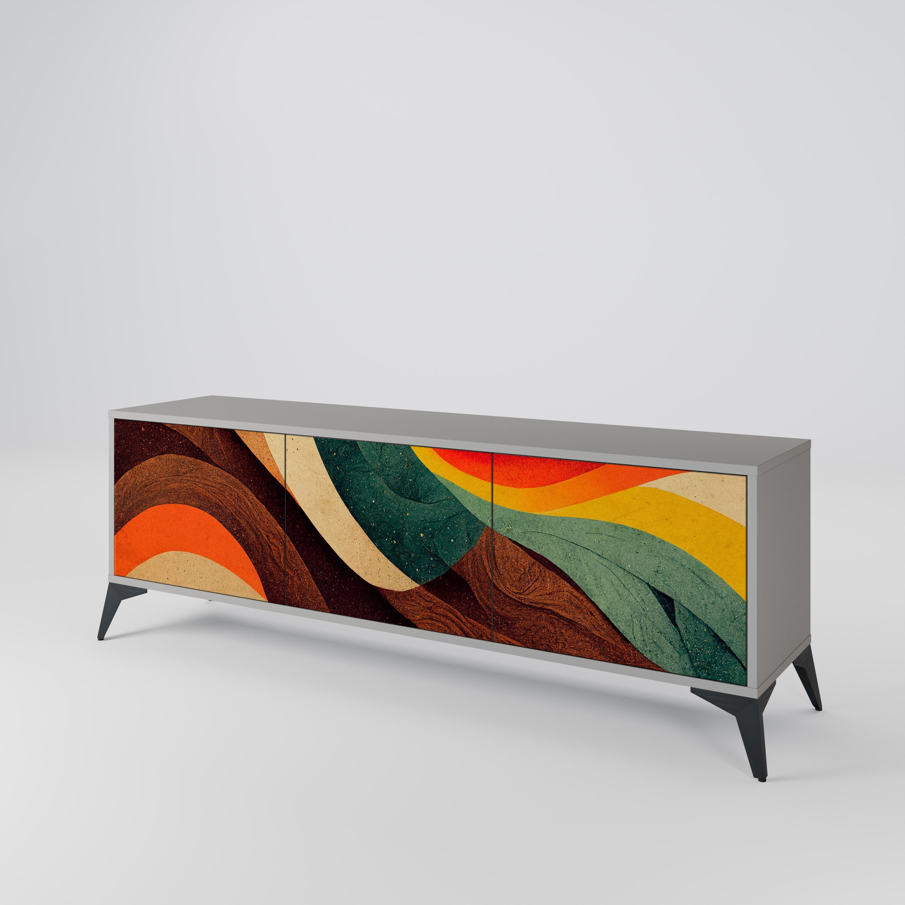 COLORFUL STRANDS TV-Lowboard mit 3 Türen in Grau