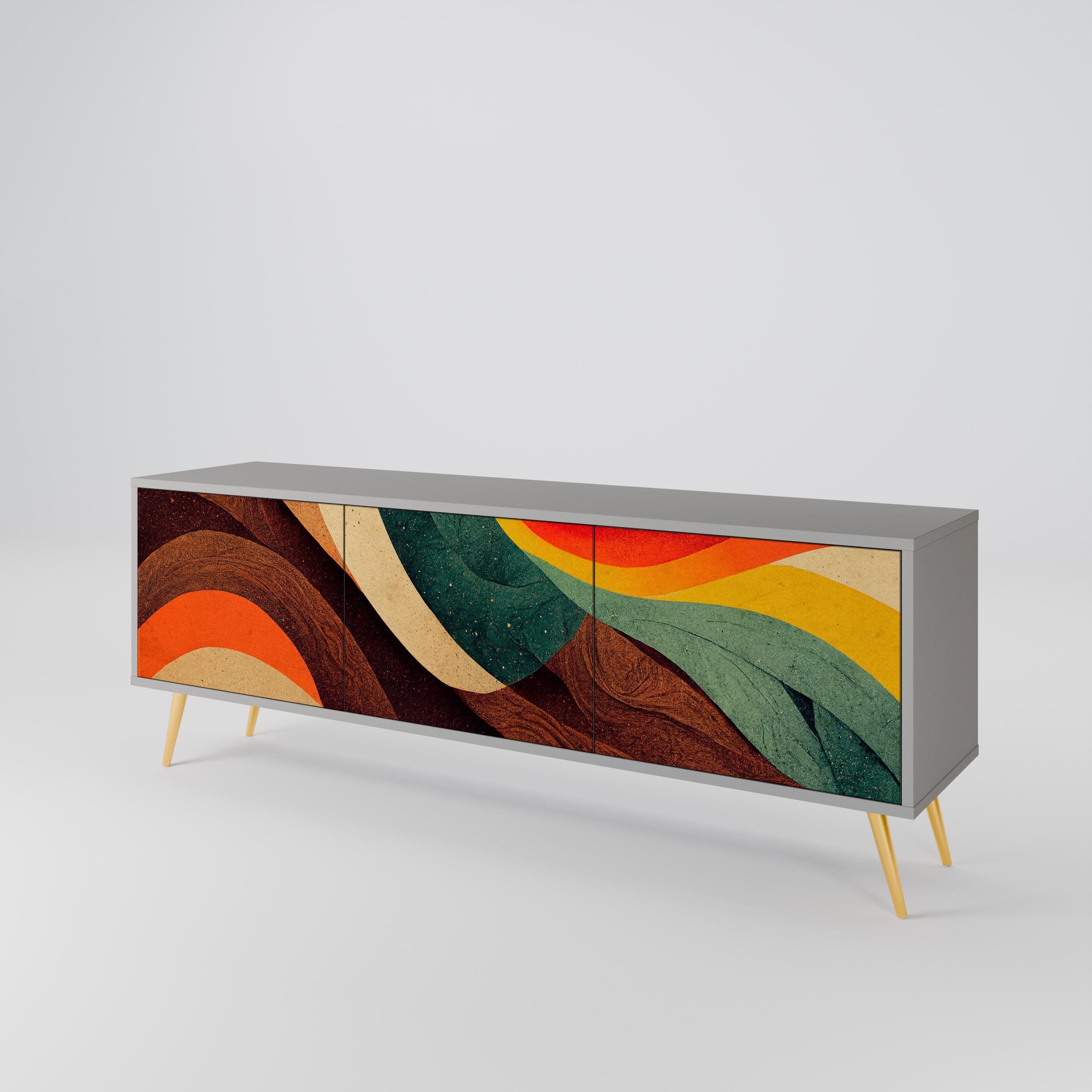 COLORFUL STRANDS TV-Lowboard mit 3 Türen in Grau