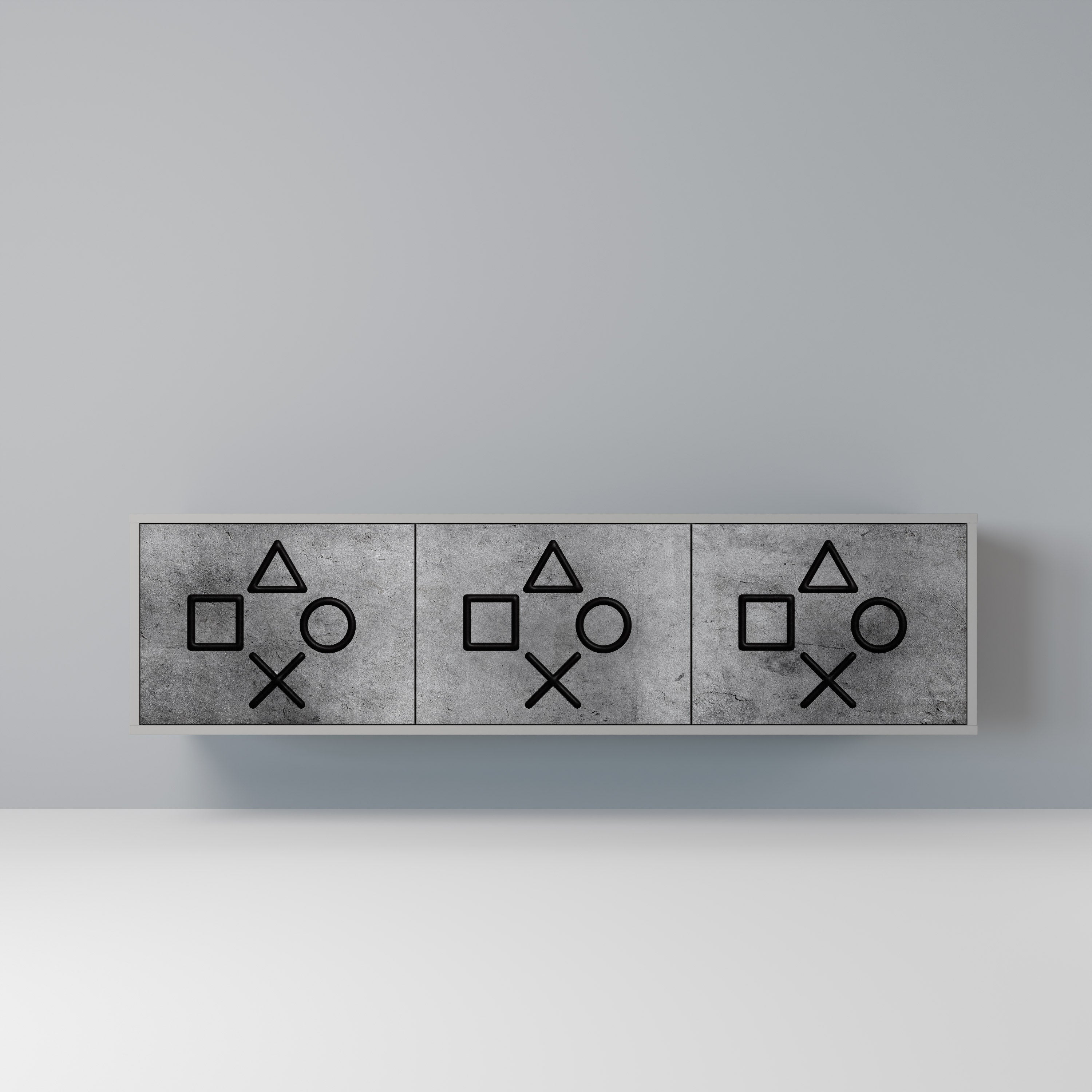 GAMER CHOICE TV-Lowboard mit 3 Türen in Grau