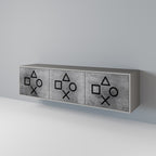 GAMER CHOICE TV-Lowboard mit 3 Türen in Grau