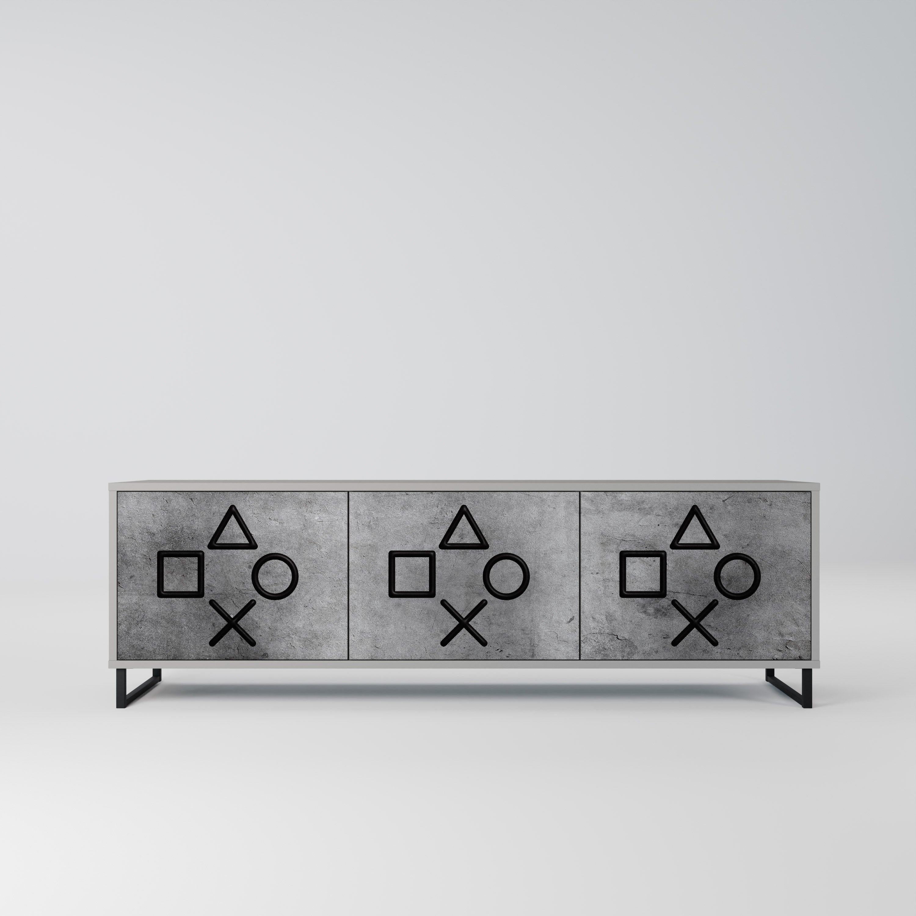 GAMER CHOICE TV-Lowboard mit 3 Türen in Grau