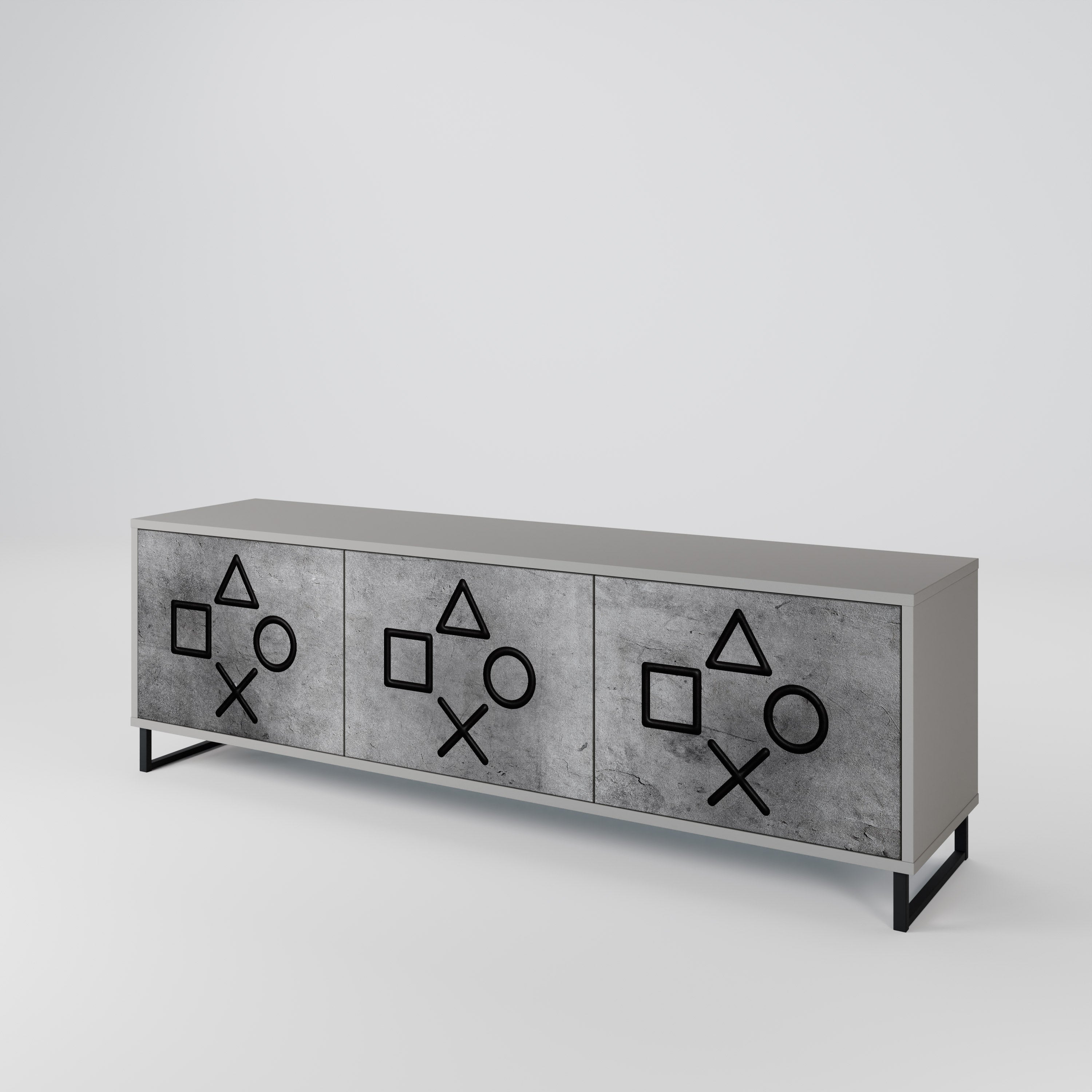 GAMER CHOICE TV-Lowboard mit 3 Türen in Grau