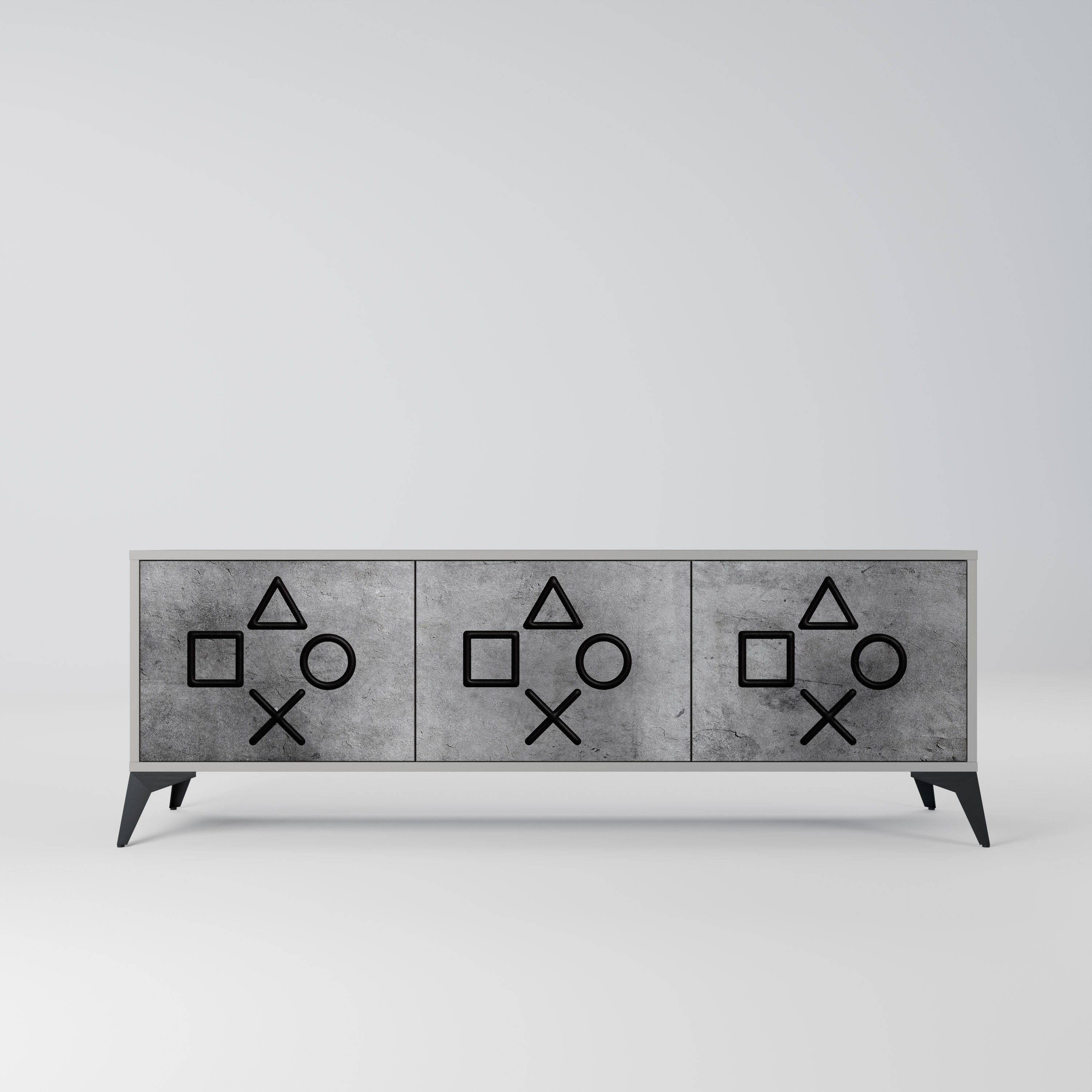 GAMER CHOICE TV-Lowboard mit 3 Türen in Grau