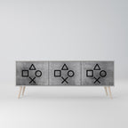 GAMER CHOICE TV-Lowboard mit 3 Türen in Grau