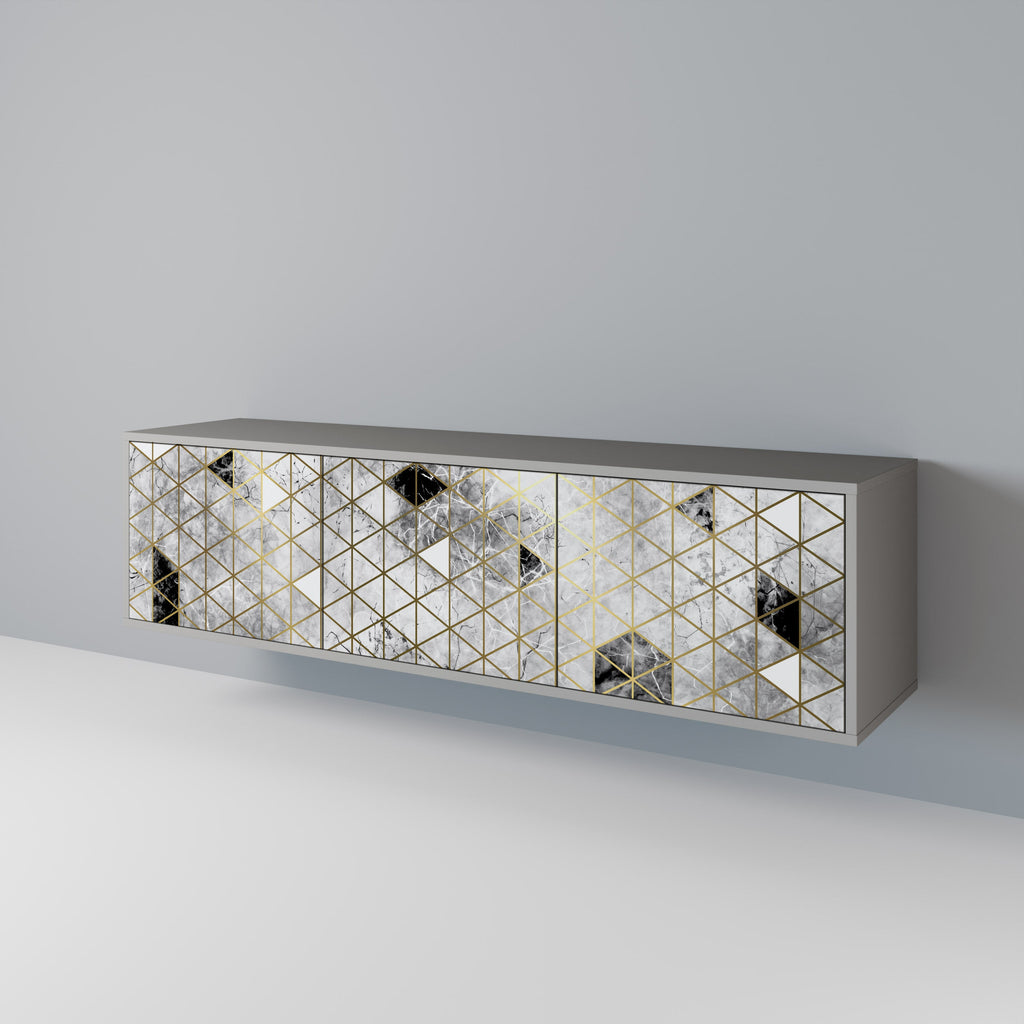 ASHEN ARIA 3-Door TV Stand in Grey Finish