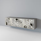 ASHEN ARIA 3-Door TV Stand in Grey Finish