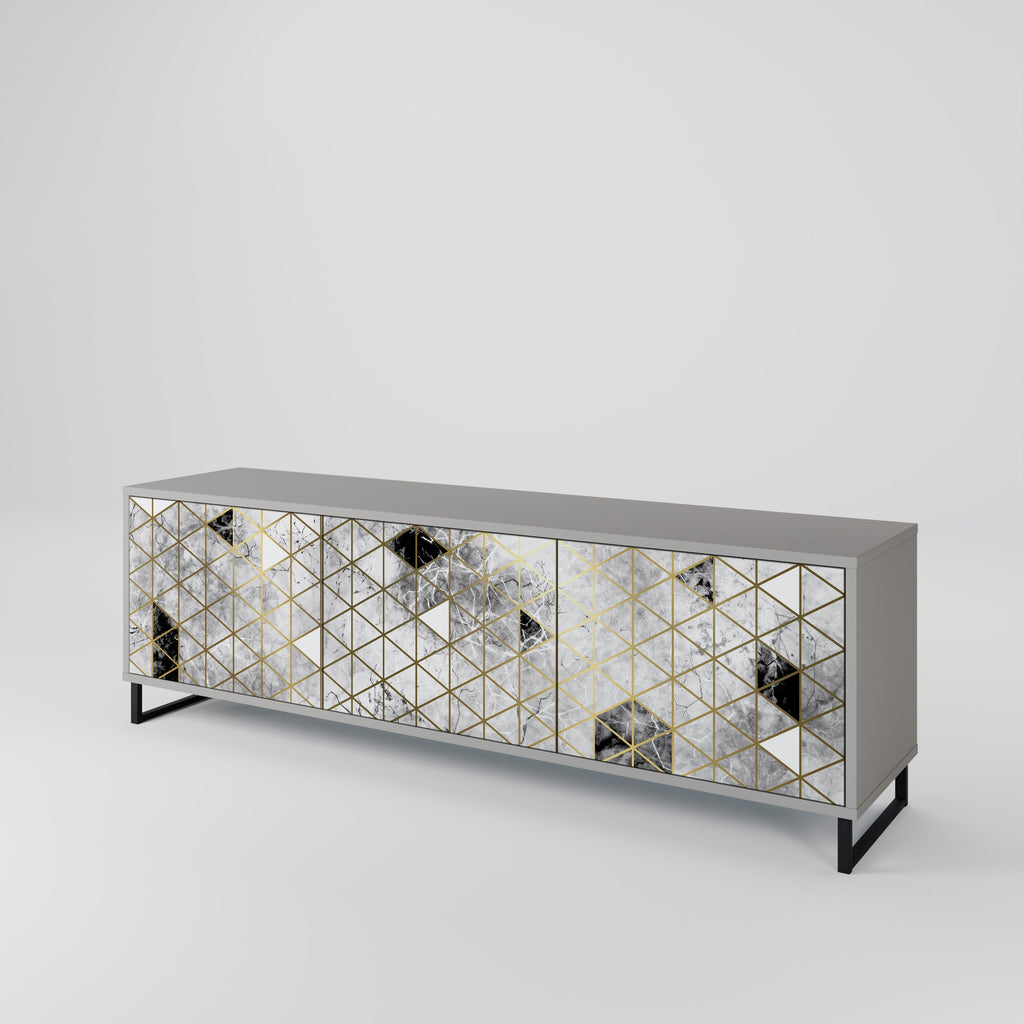 ASHEN ARIA 3-Door TV Stand in Grey Finish